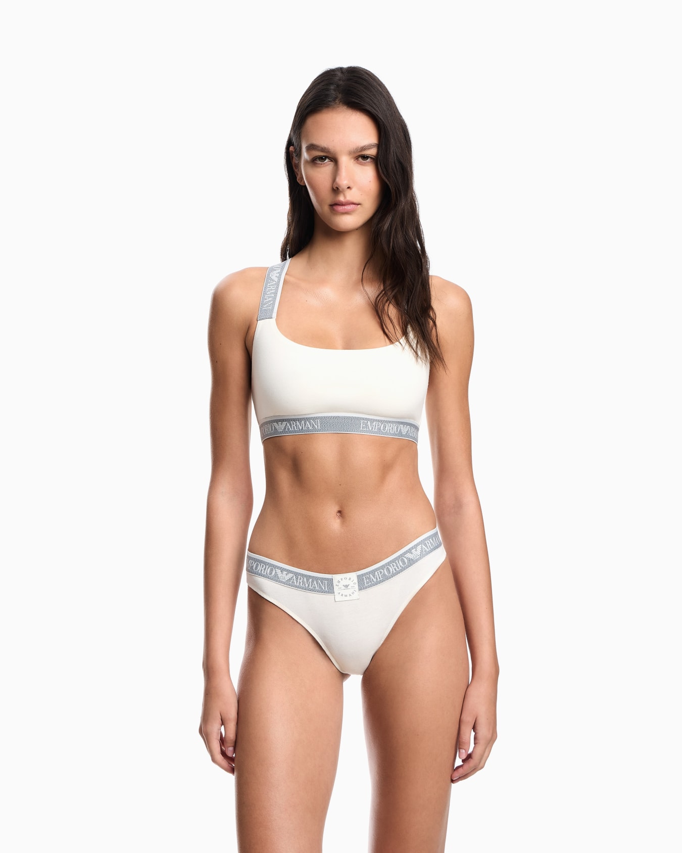 ASV Iconic organic-cotton bralette and Brazilian briefs set with logo band Slide 1