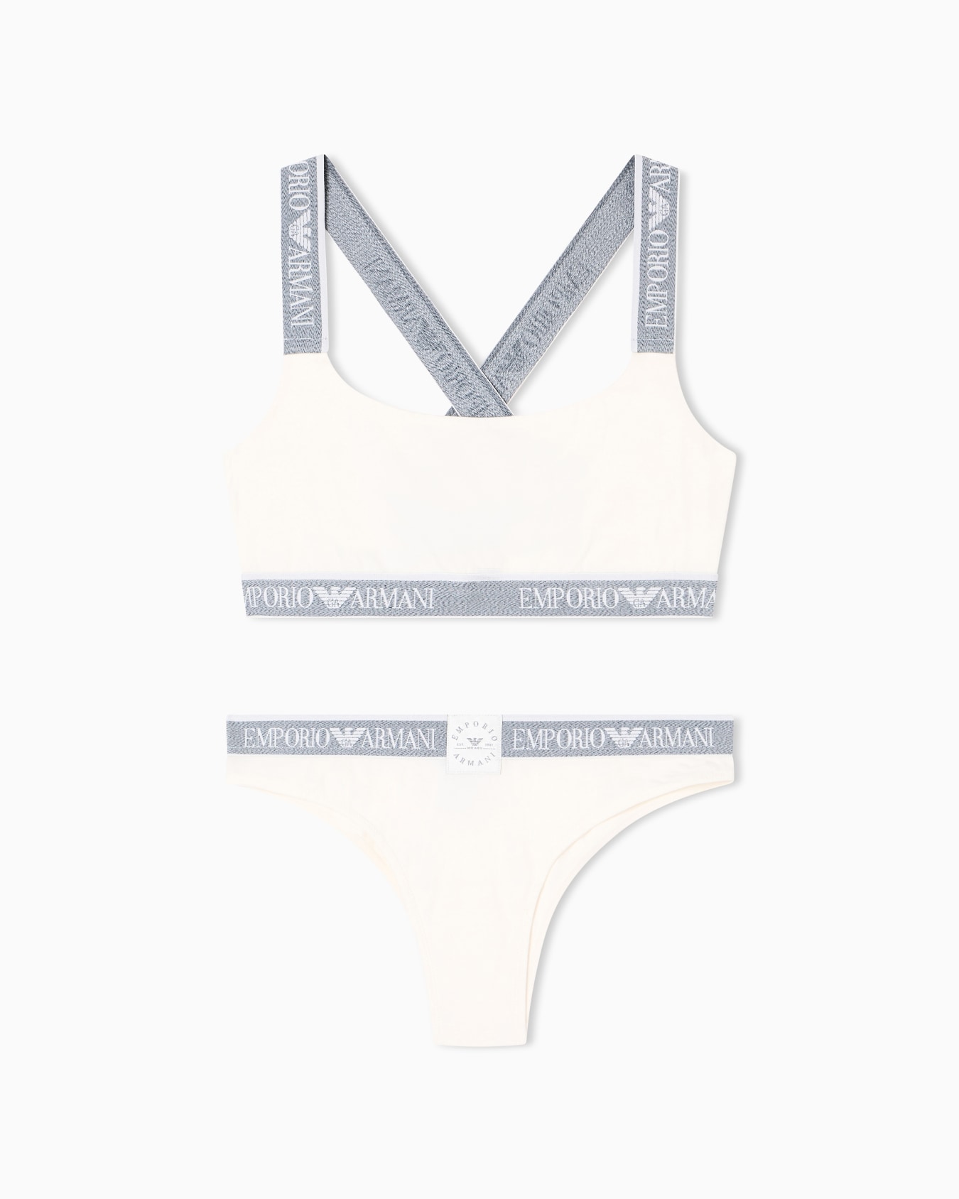 ASV Iconic organic-cotton bralette and Brazilian briefs set with logo band Slide 0