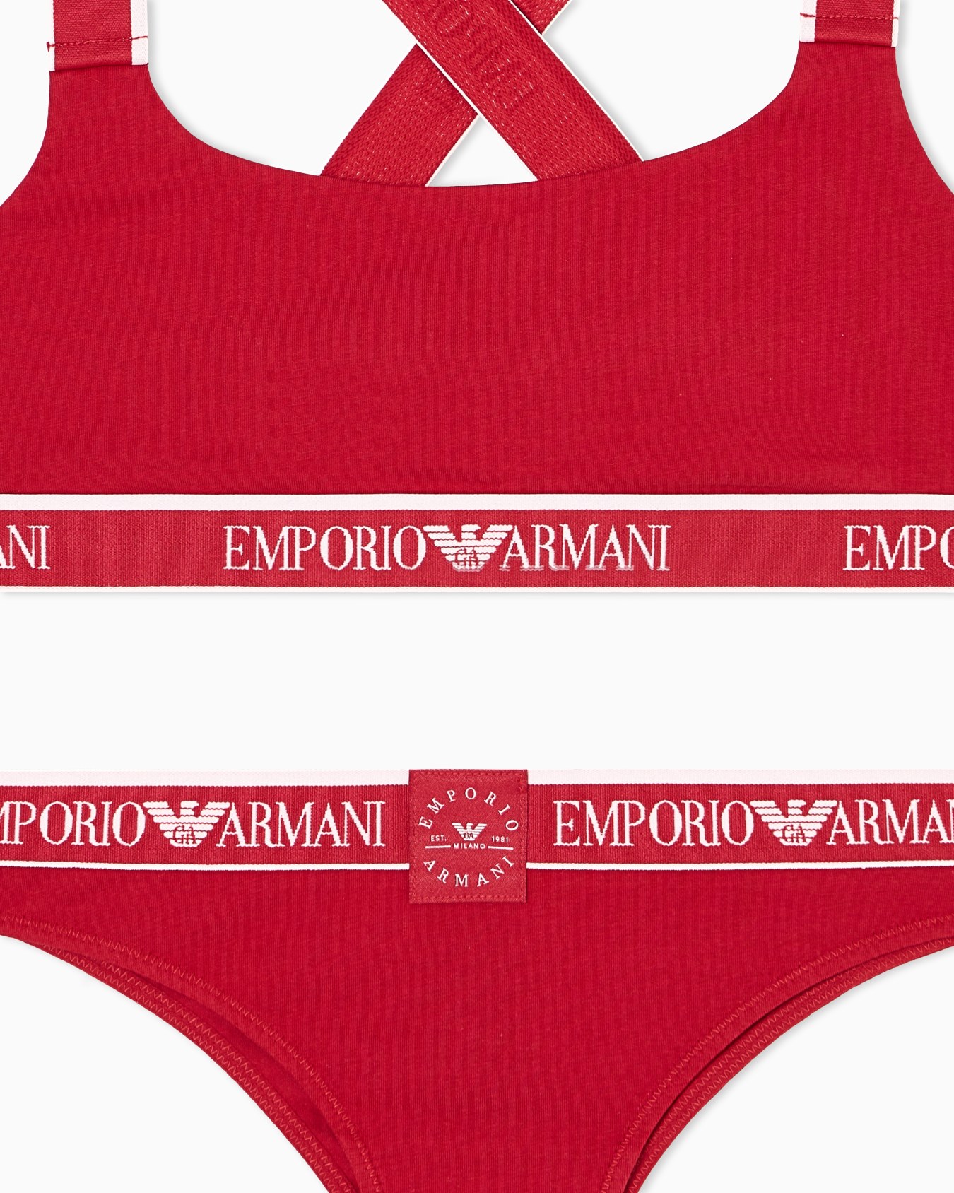 ASV Iconic organic-cotton bralette and Brazilian briefs set with logo band Slide 1