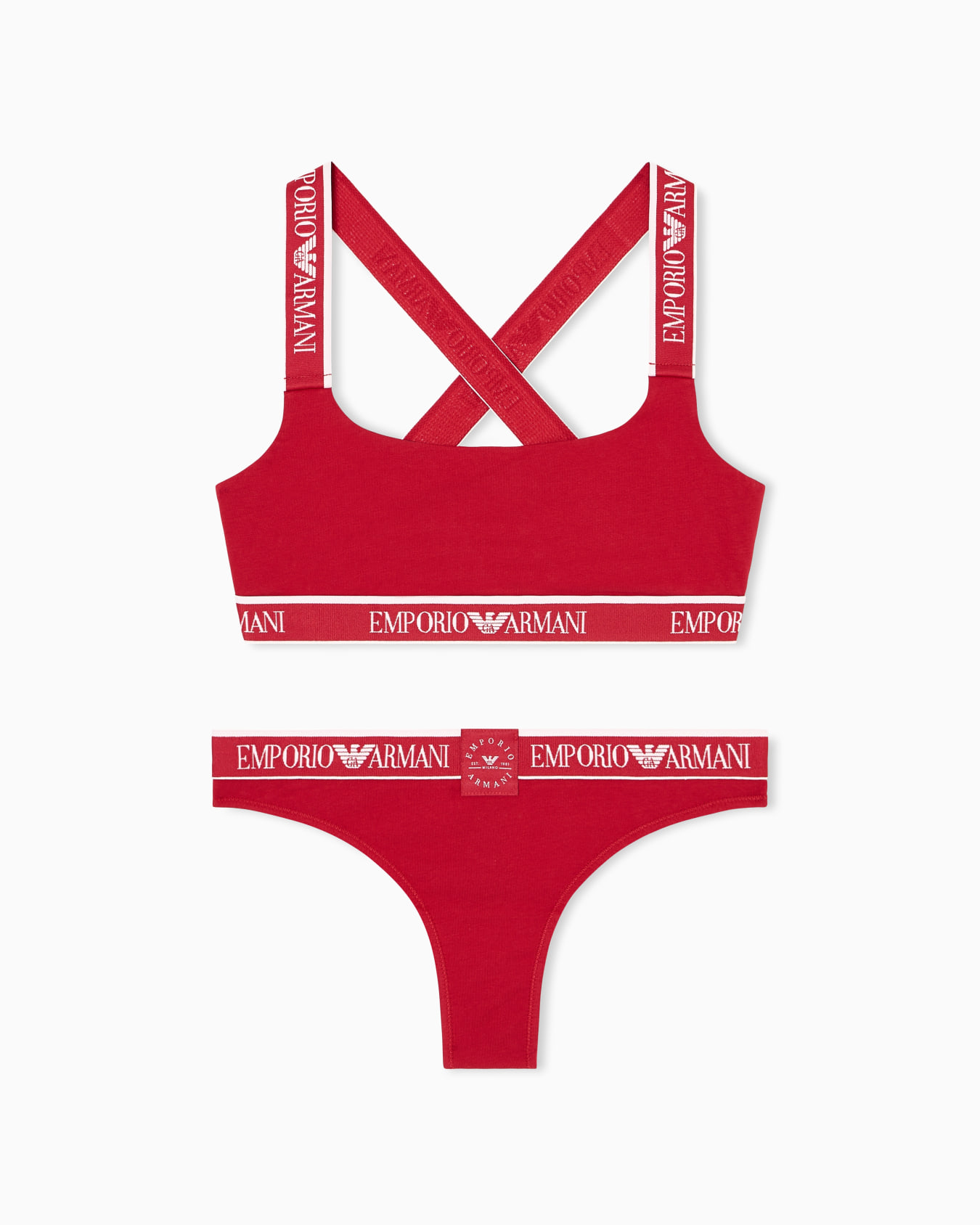 ASV Iconic organic-cotton bralette and Brazilian briefs set with logo band Slide 0