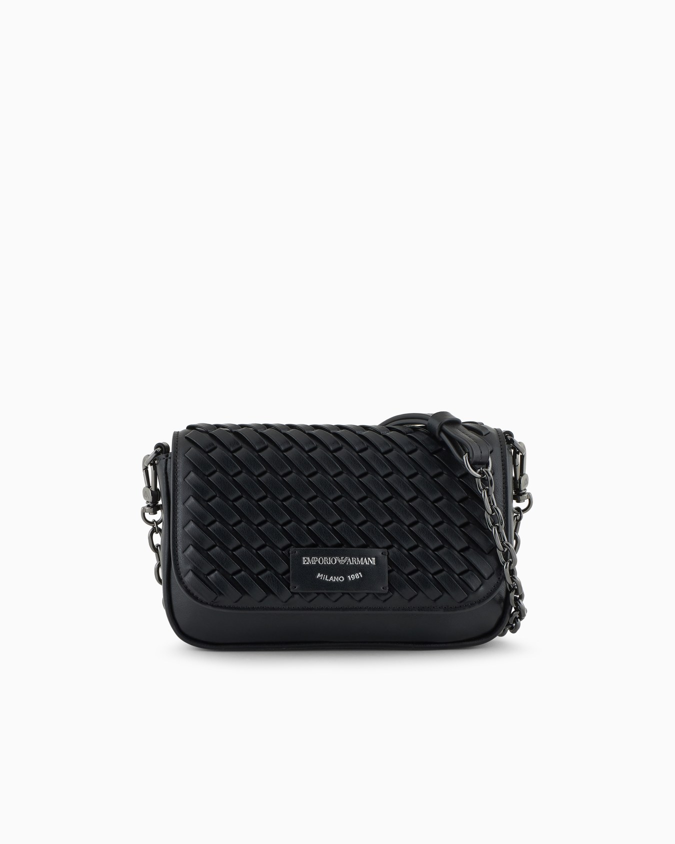 Mini bag in interwoven leather with chain shoulder strap Slide 0