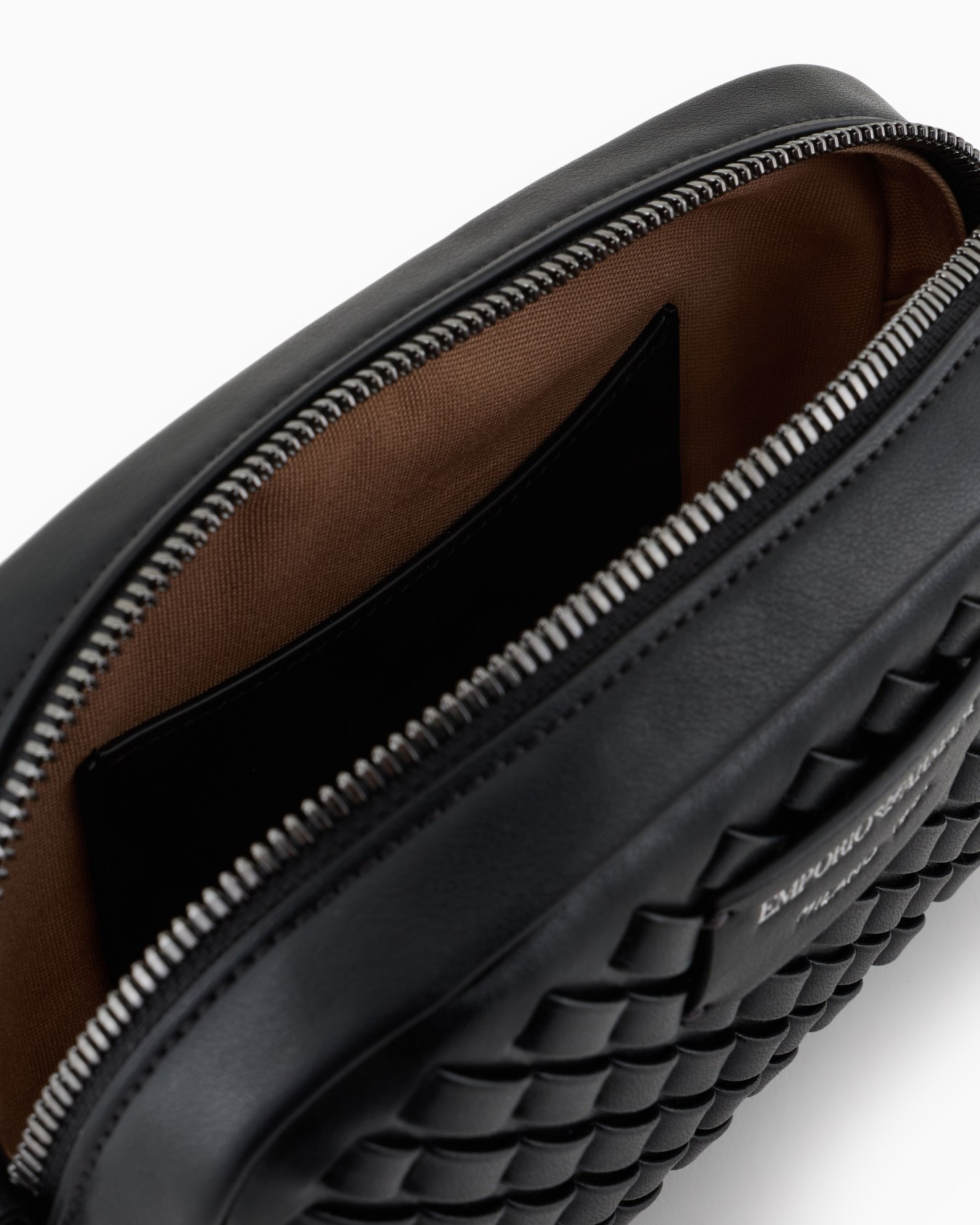 Interwoven leather camera case with chain shoulder strap Slide 3