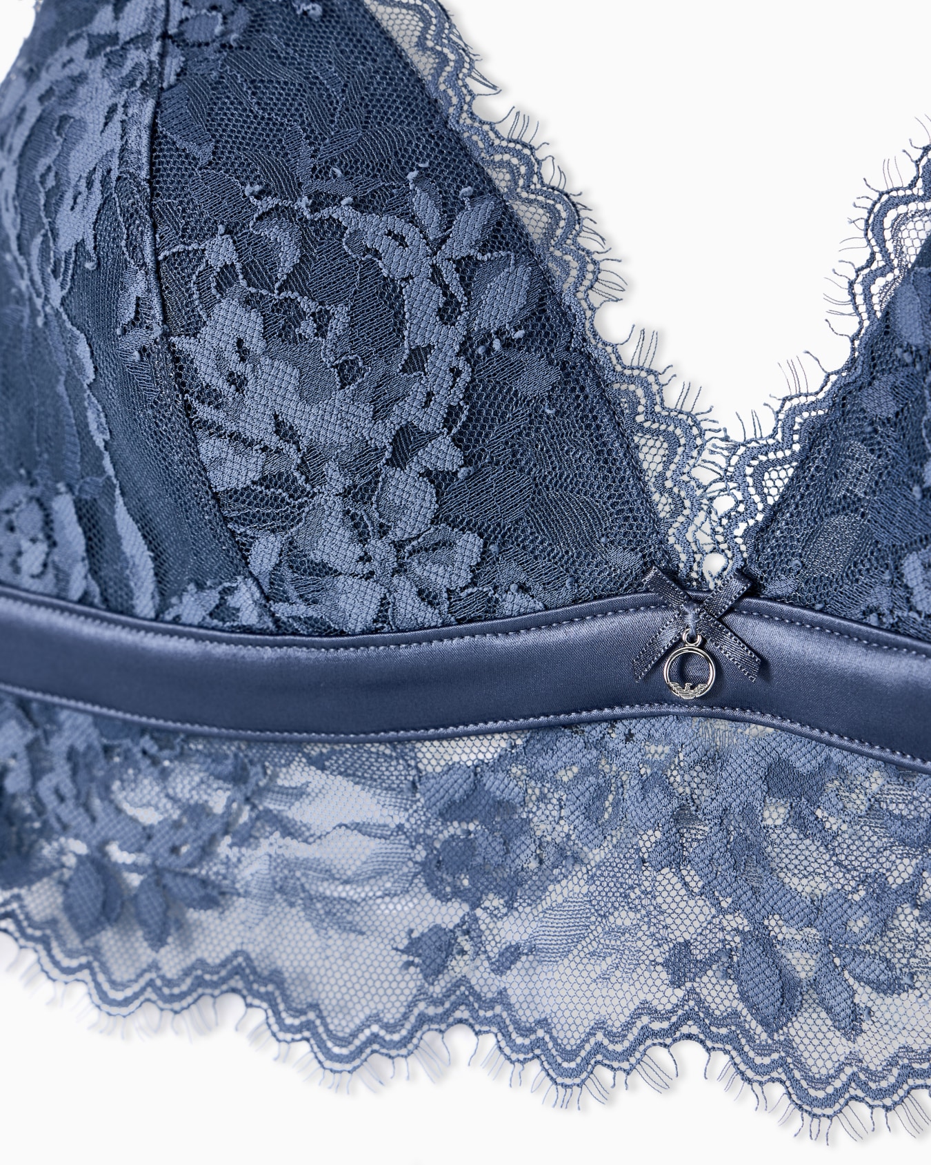 ASV lace padded triangular bra with satin detail Slide 3