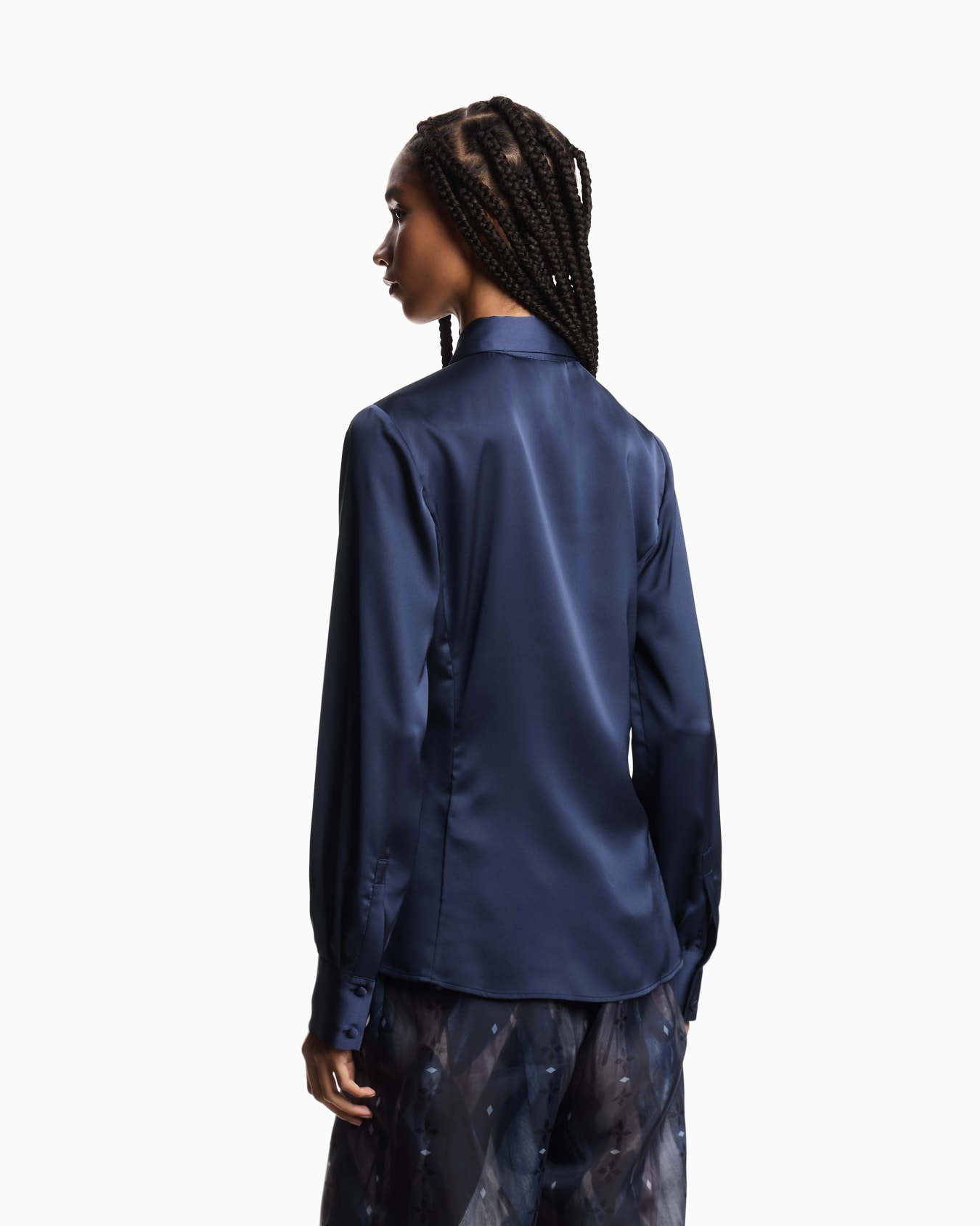 Satin crêpe wrap shirt Slide 2
