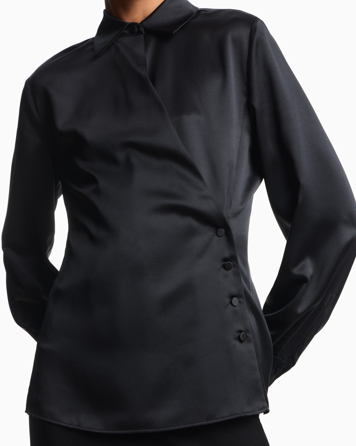 Satin crêpe wrap shirt Slide 4