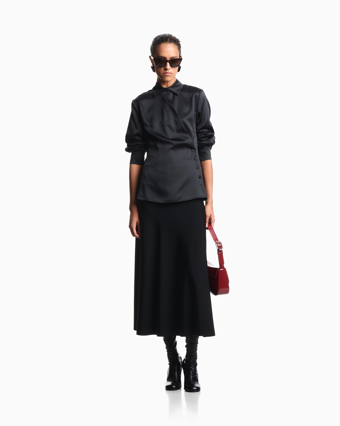 Satin crêpe wrap shirt Slide 1