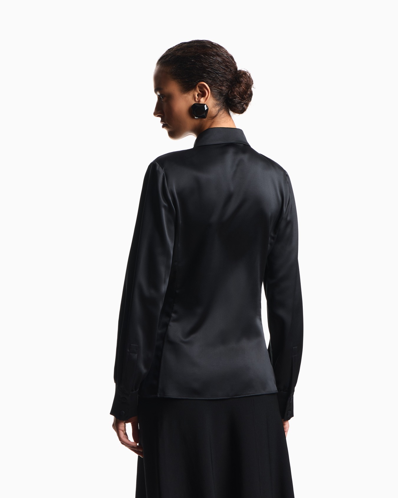 Satin crêpe wrap shirt Slide 2