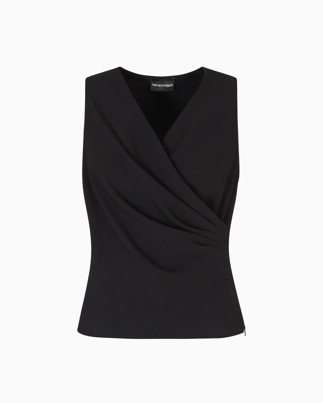 Fluid crêpe top with draping  Slide 0