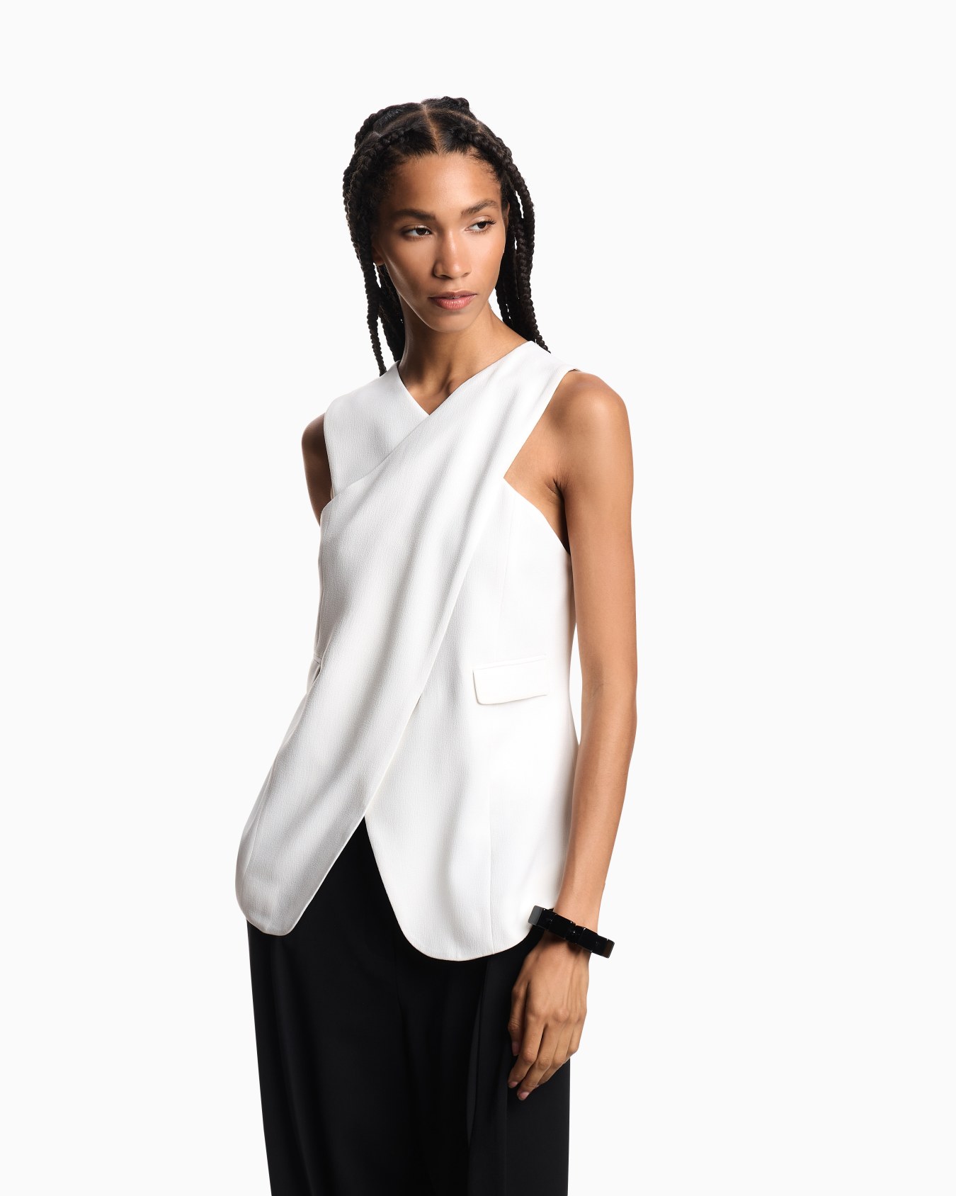 Top en tissu sablé stretch croisé Diapositive 3