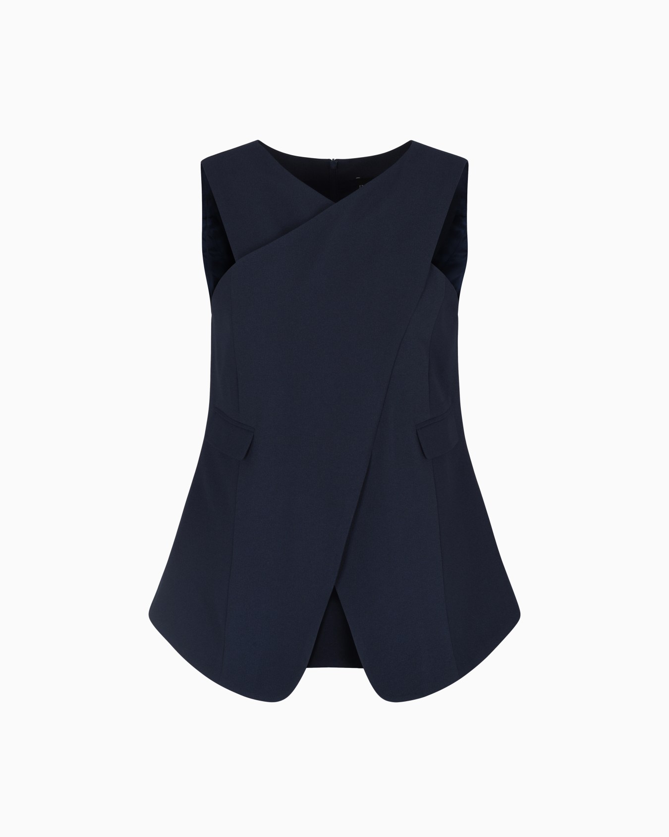 Top in tessuto sablé stretch con incrocio Slide 0