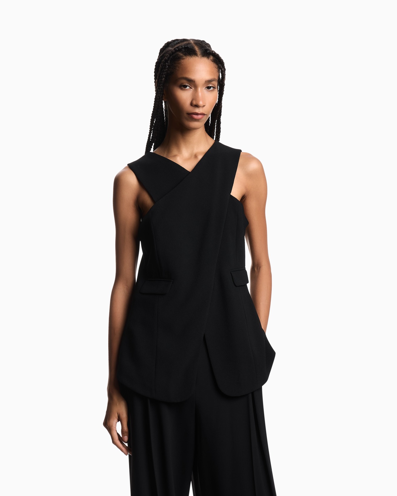 Top en tissu sablé stretch croisé Diapositive 3