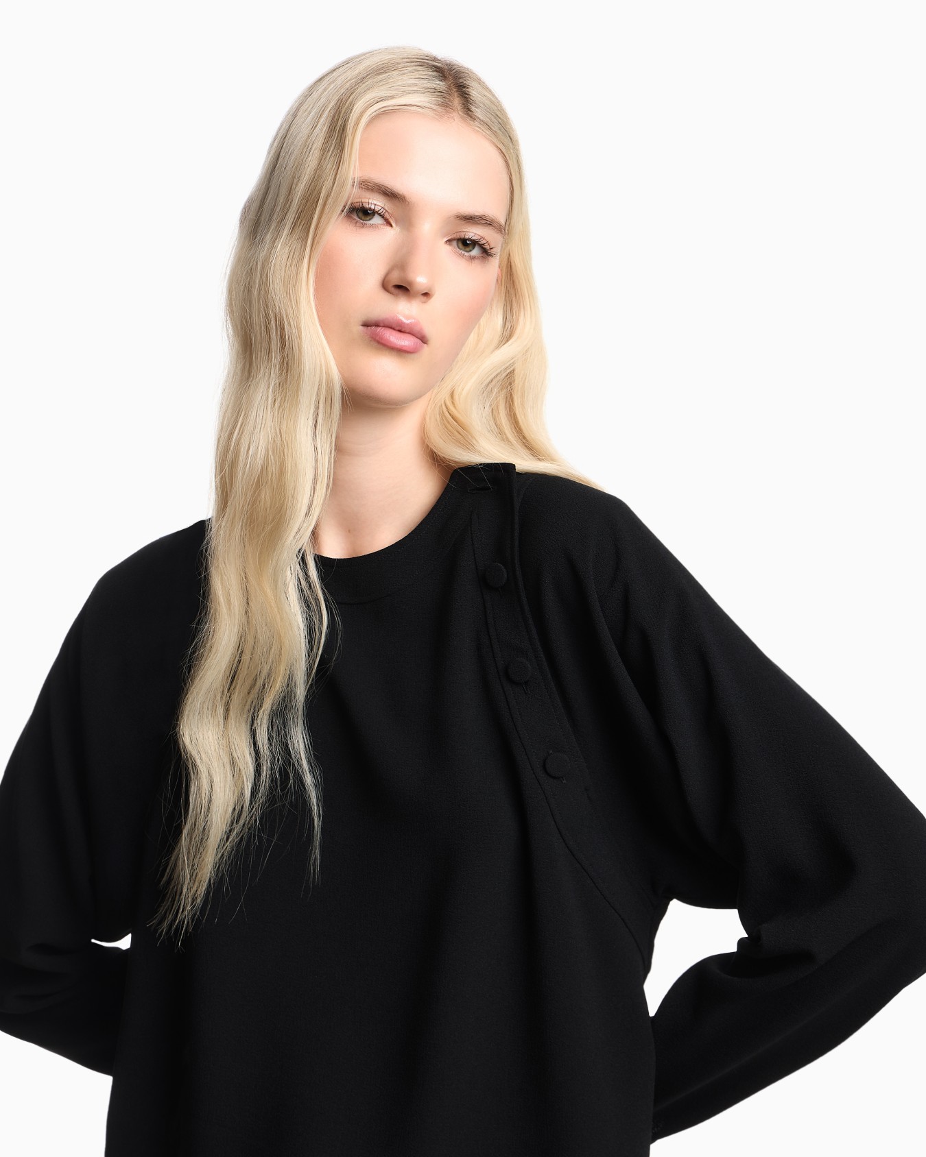 Blusa de tejido de sablé elástico Diapositiva 4