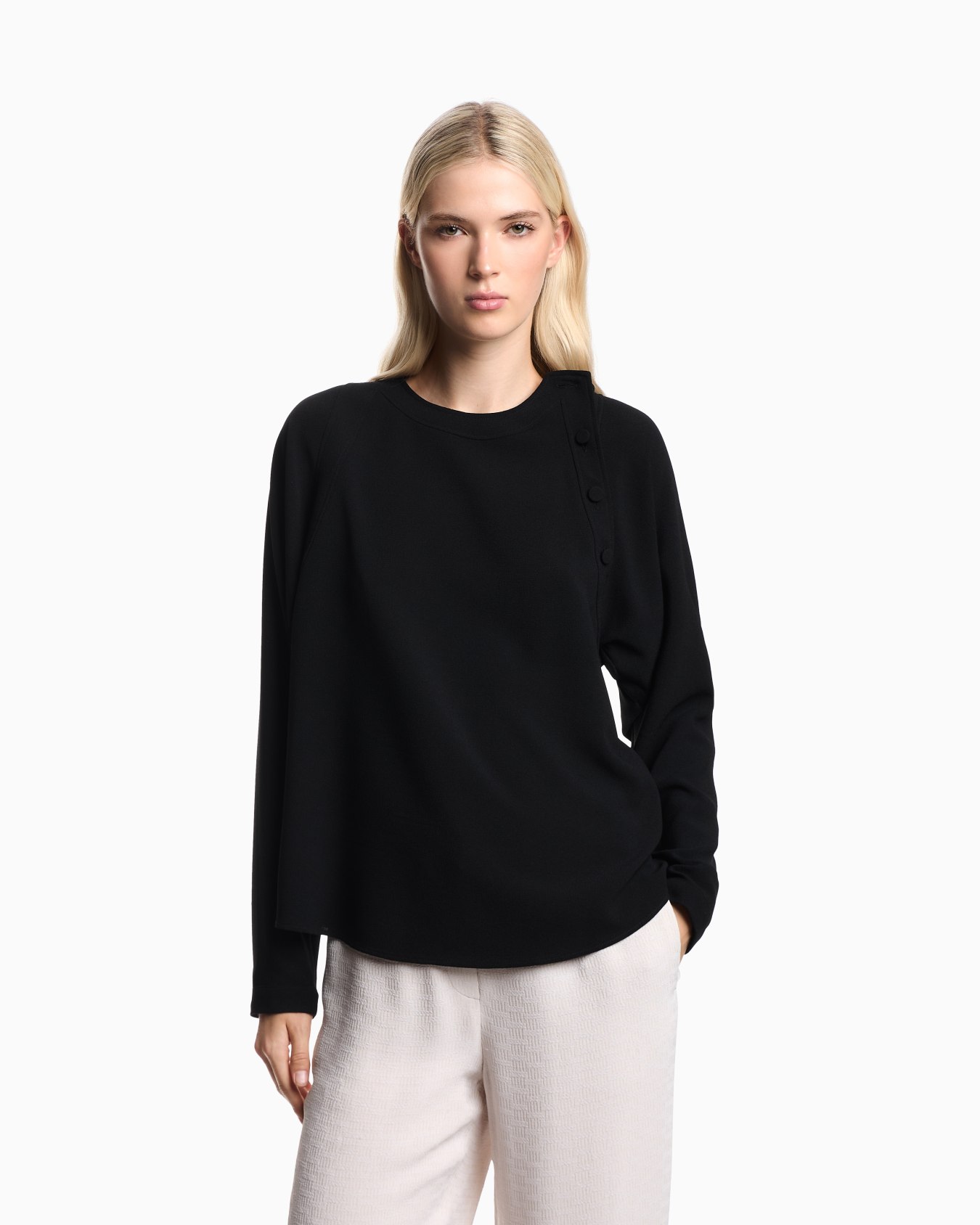 Blusa de tejido de sablé elástico Diapositiva 3