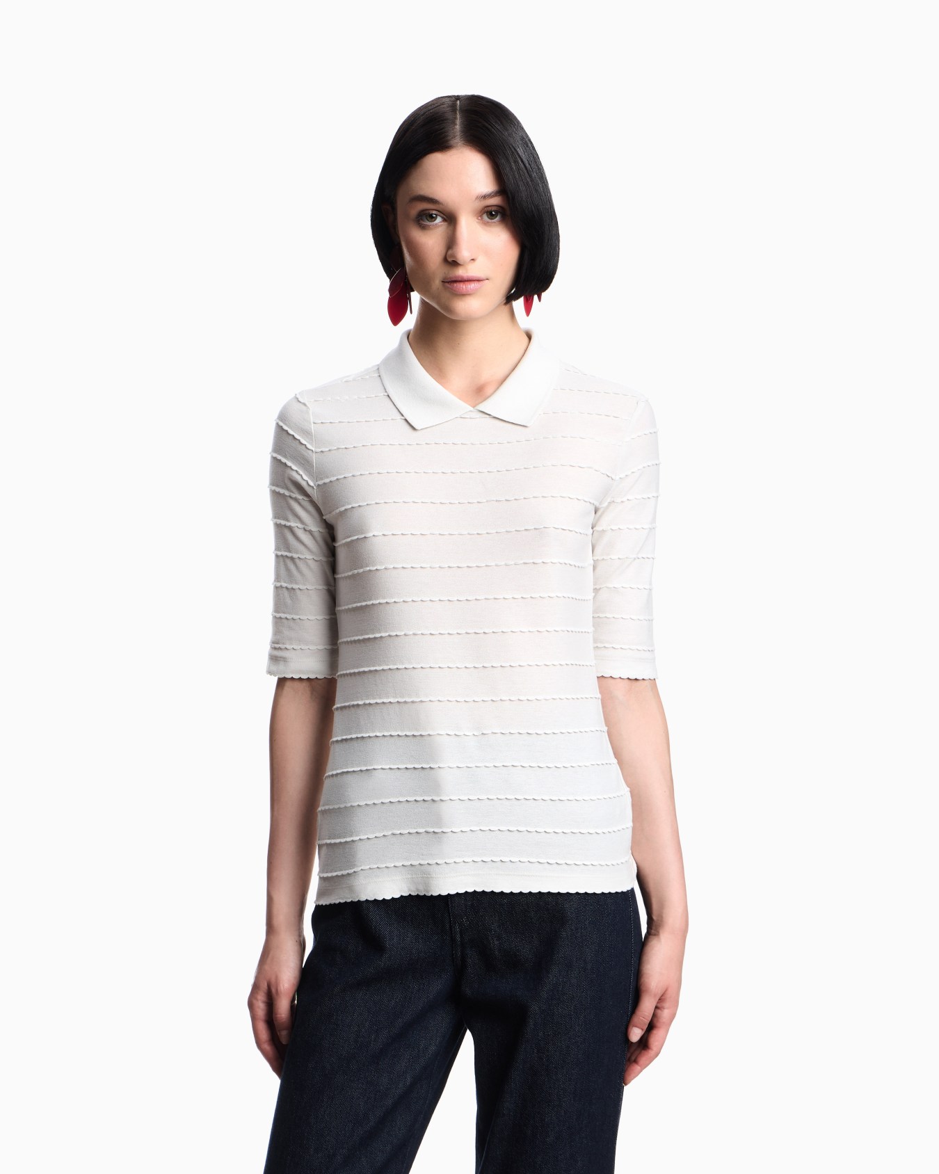 Polo en jersey avec détails en dentelle Diapositive 3