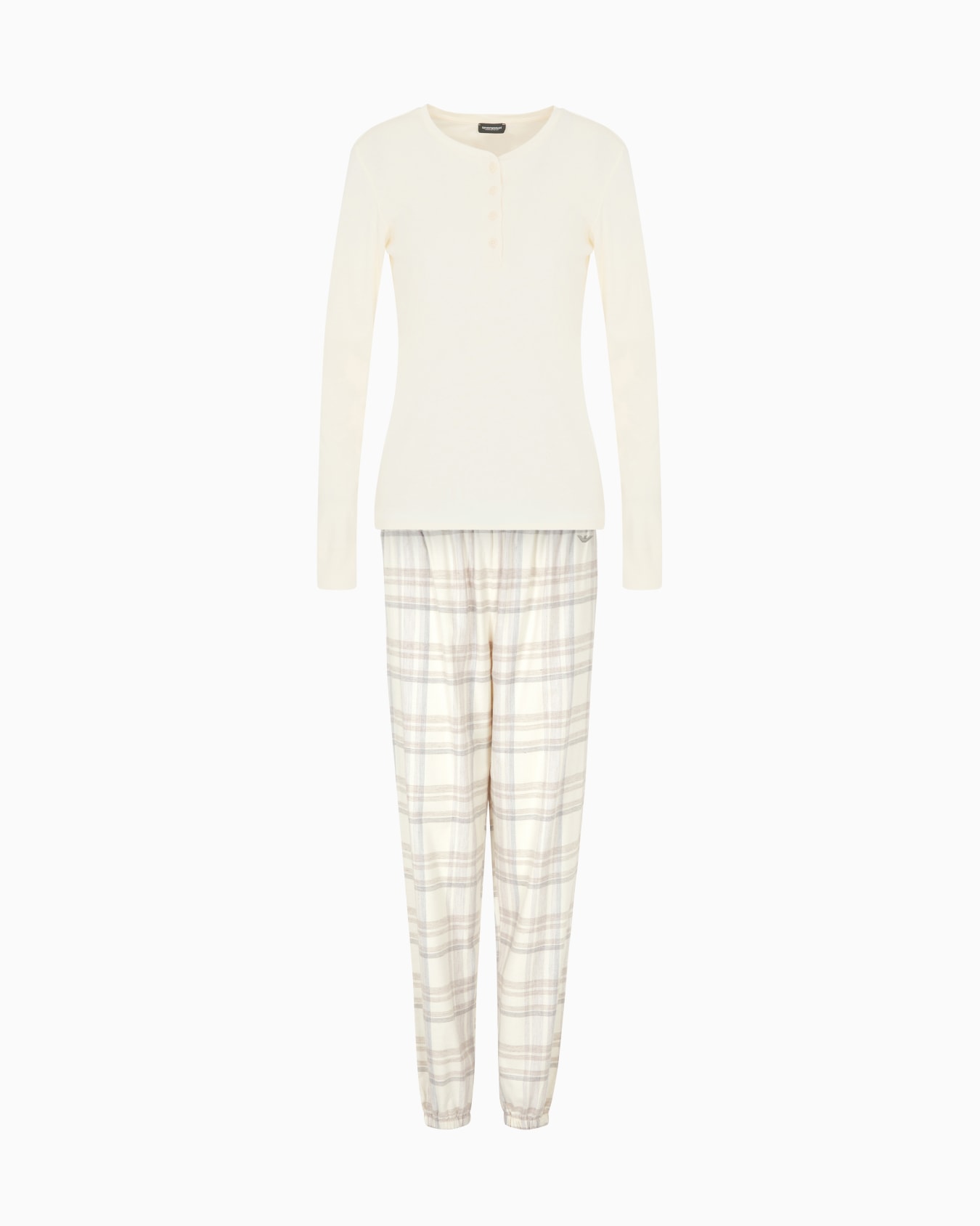 Pyjama avec haut en maille et pantalon à motif à carreaux Diapositive 0