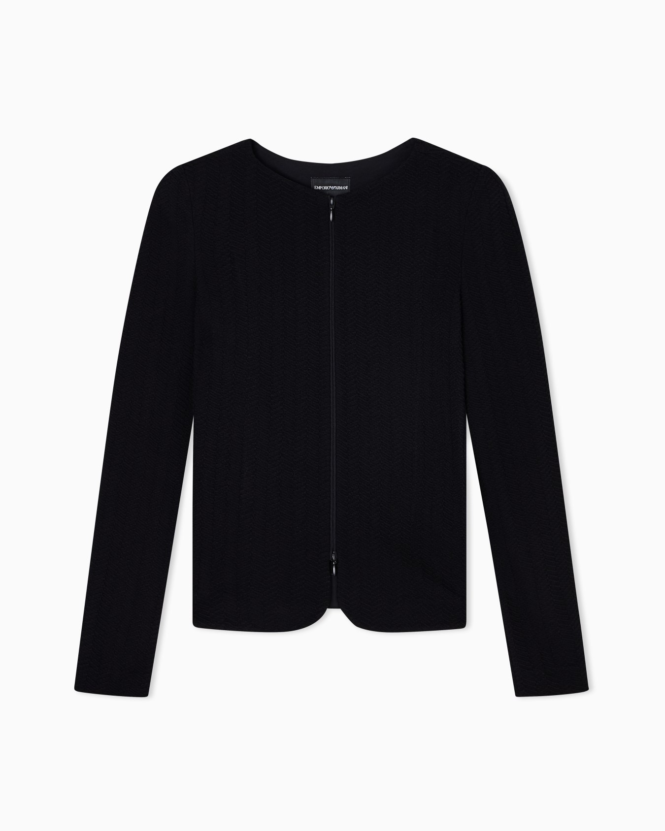Chevron motif jersey zip-up jacket Slide 0