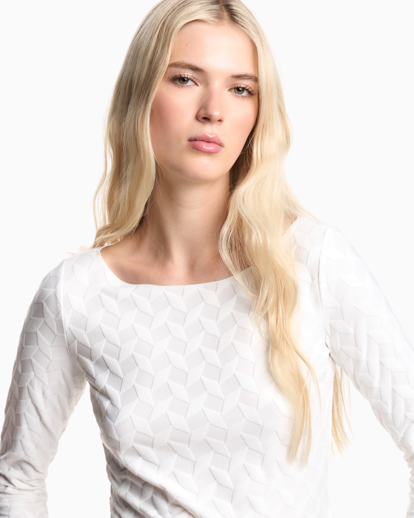 Pull en jersey jacquard à motifs géométriques Diapositive 4