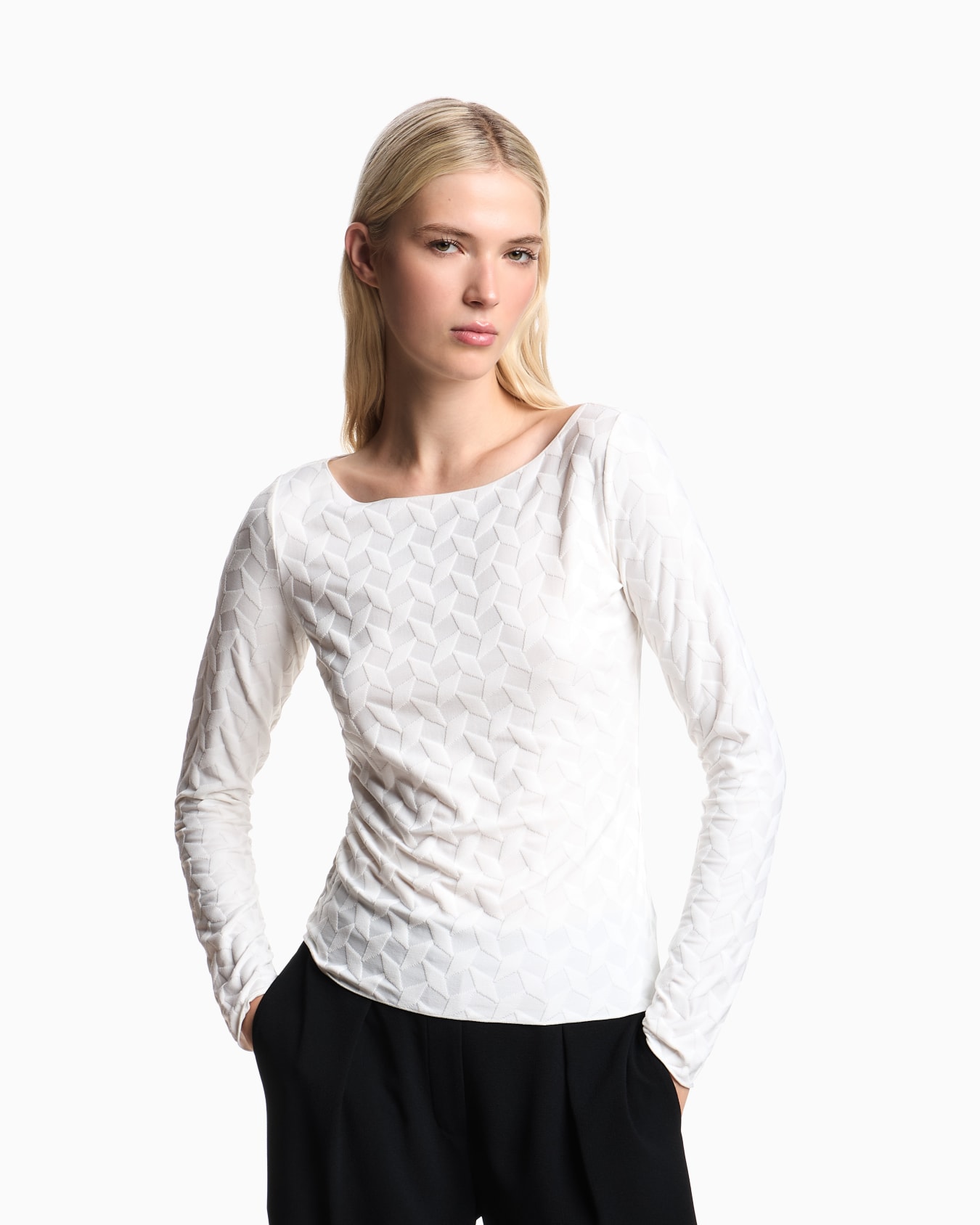 Pull en jersey jacquard à motifs géométriques Diapositive 3