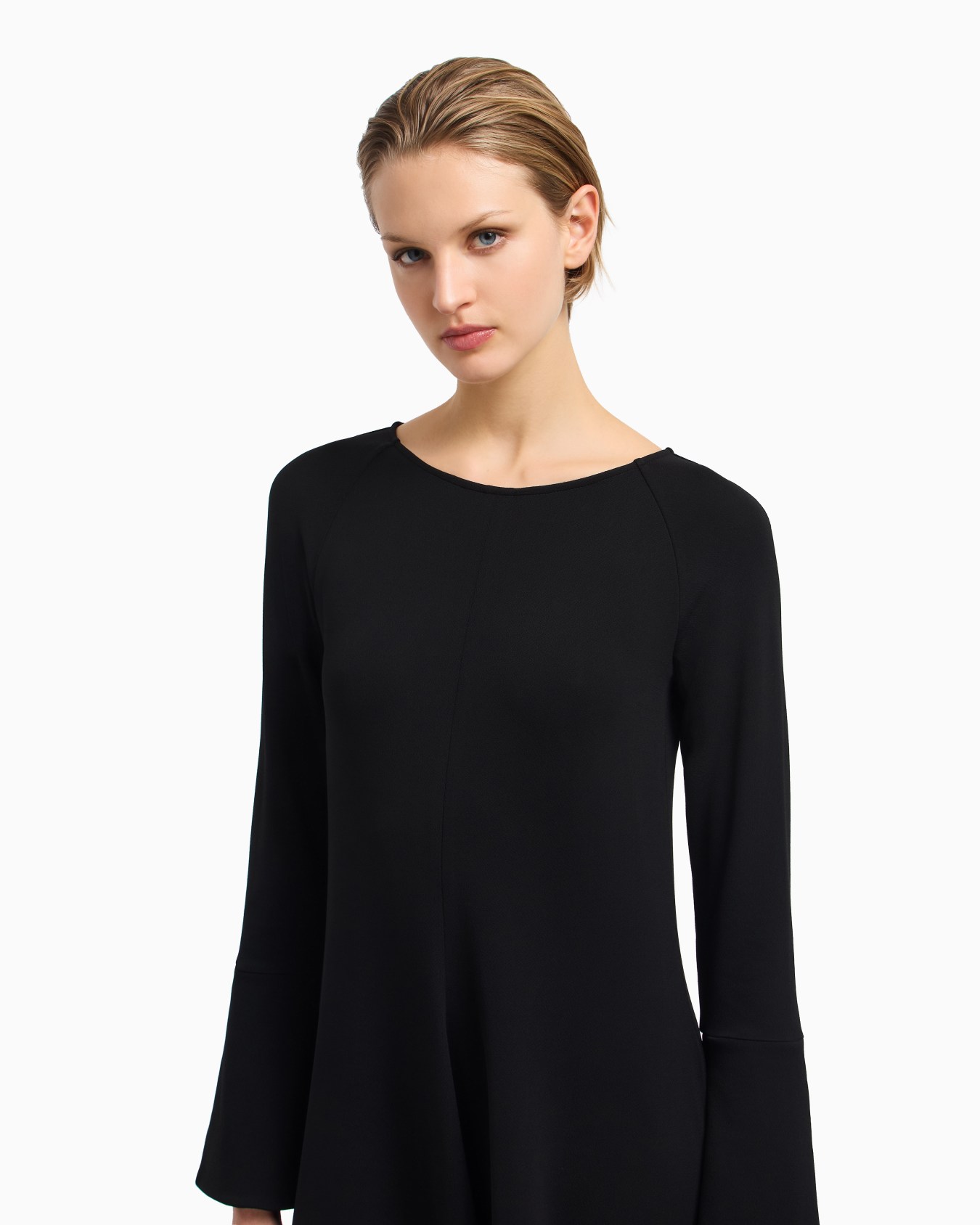 Flared, crêpe-jersey dress Slide 5