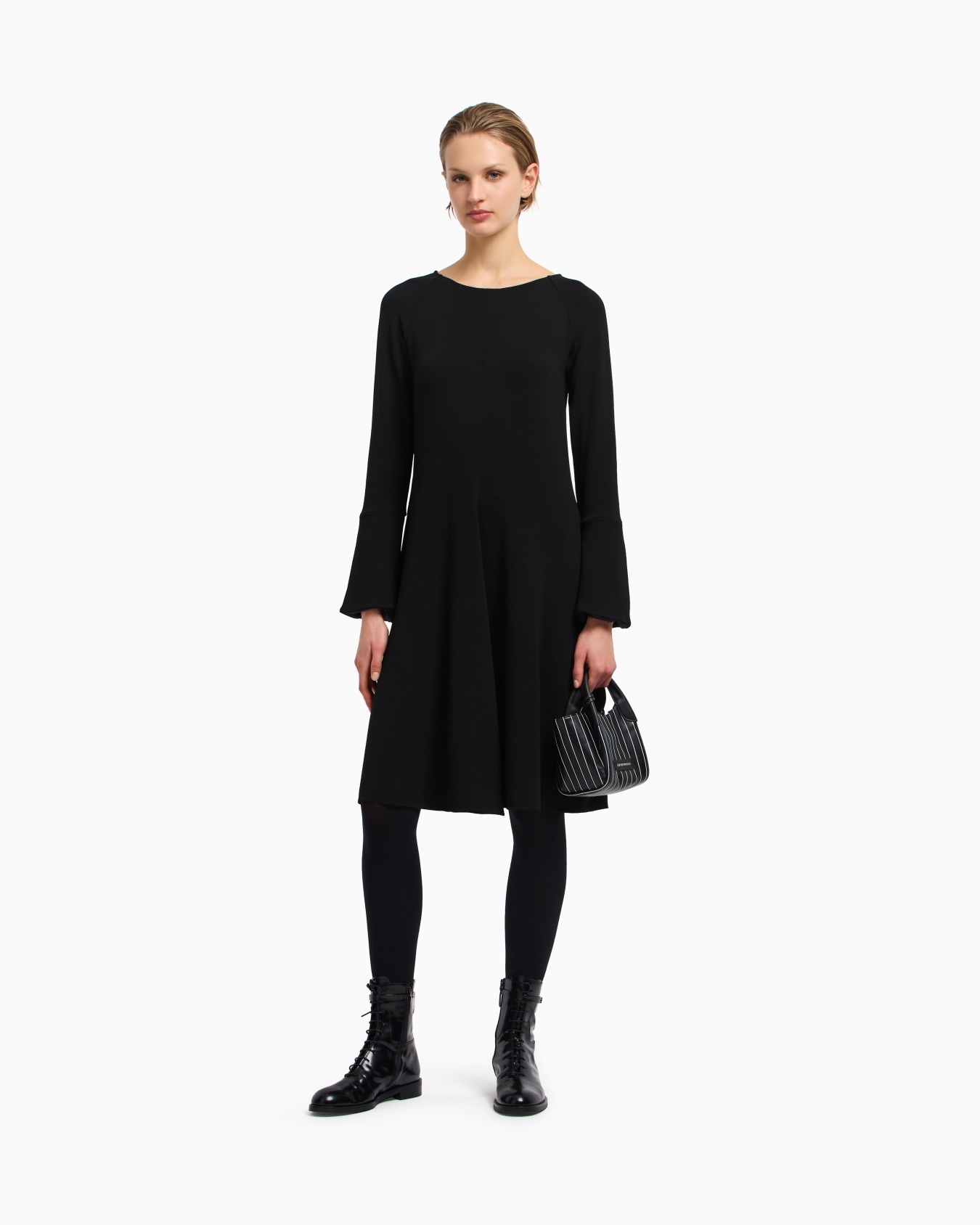 Flared, crêpe-jersey dress Slide 2
