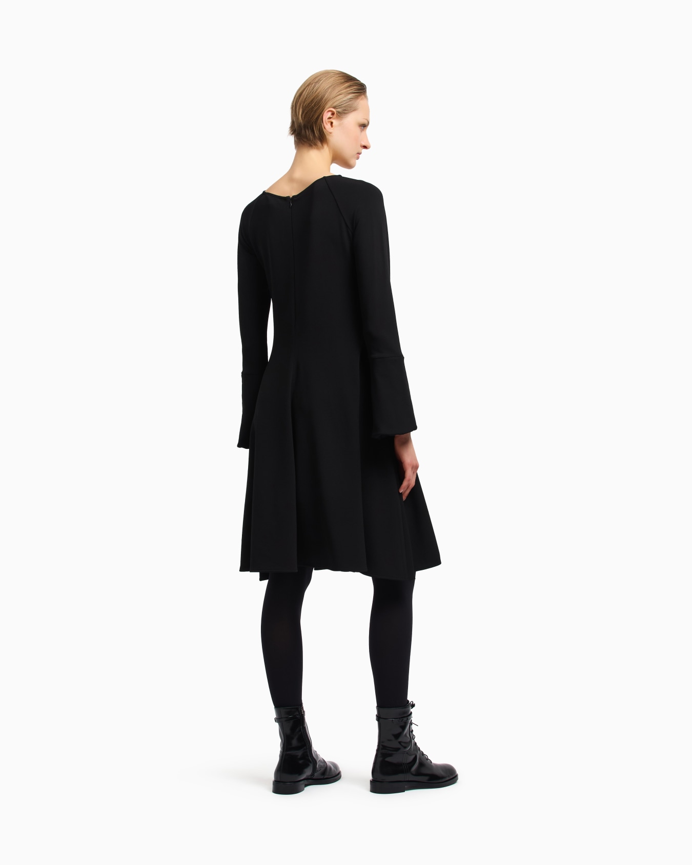 Flared, crêpe-jersey dress Slide 3