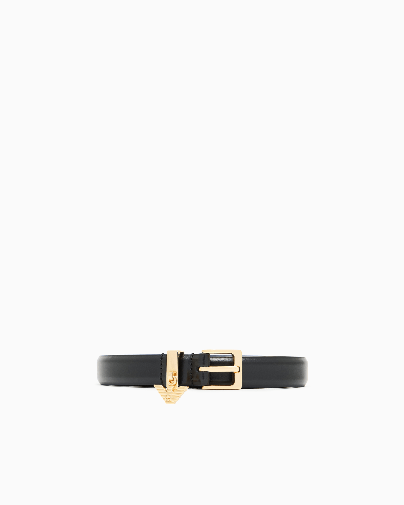 Smooth leather belt with eagle logo charm Slide 0