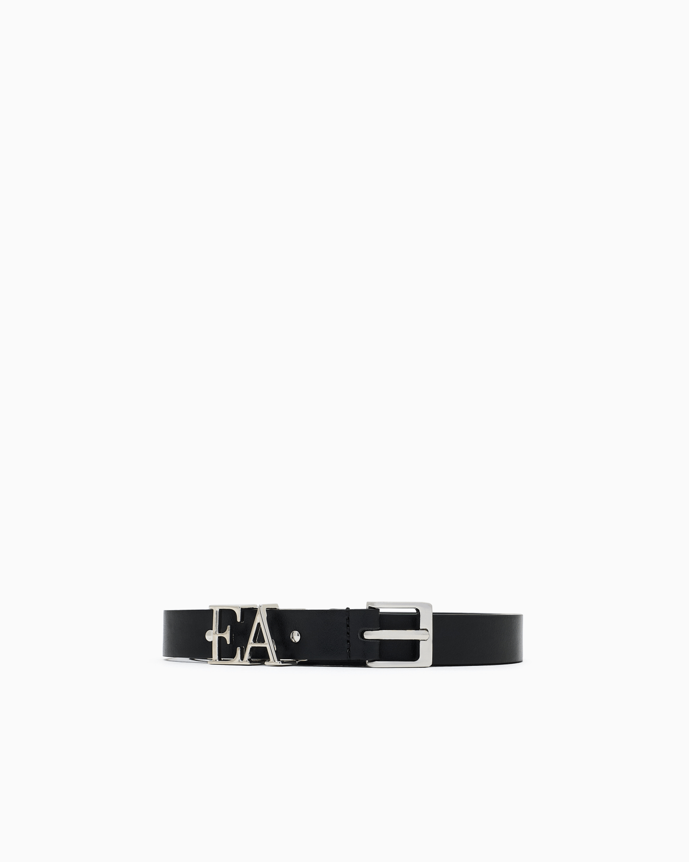 Smooth leather belt with moulded EA buckle Slide 0