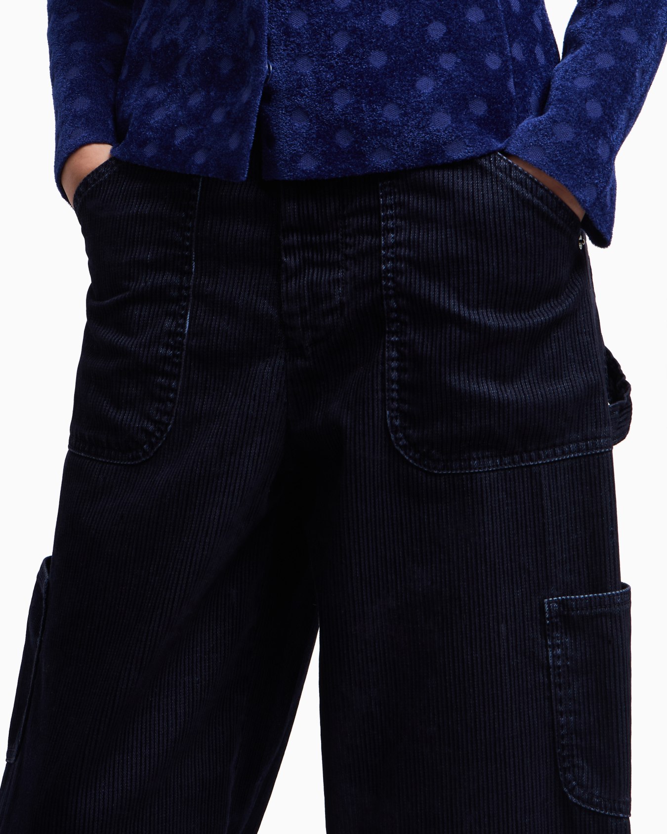 J2G flocked-rib garment-dyed drill cargo jeans Slide 5