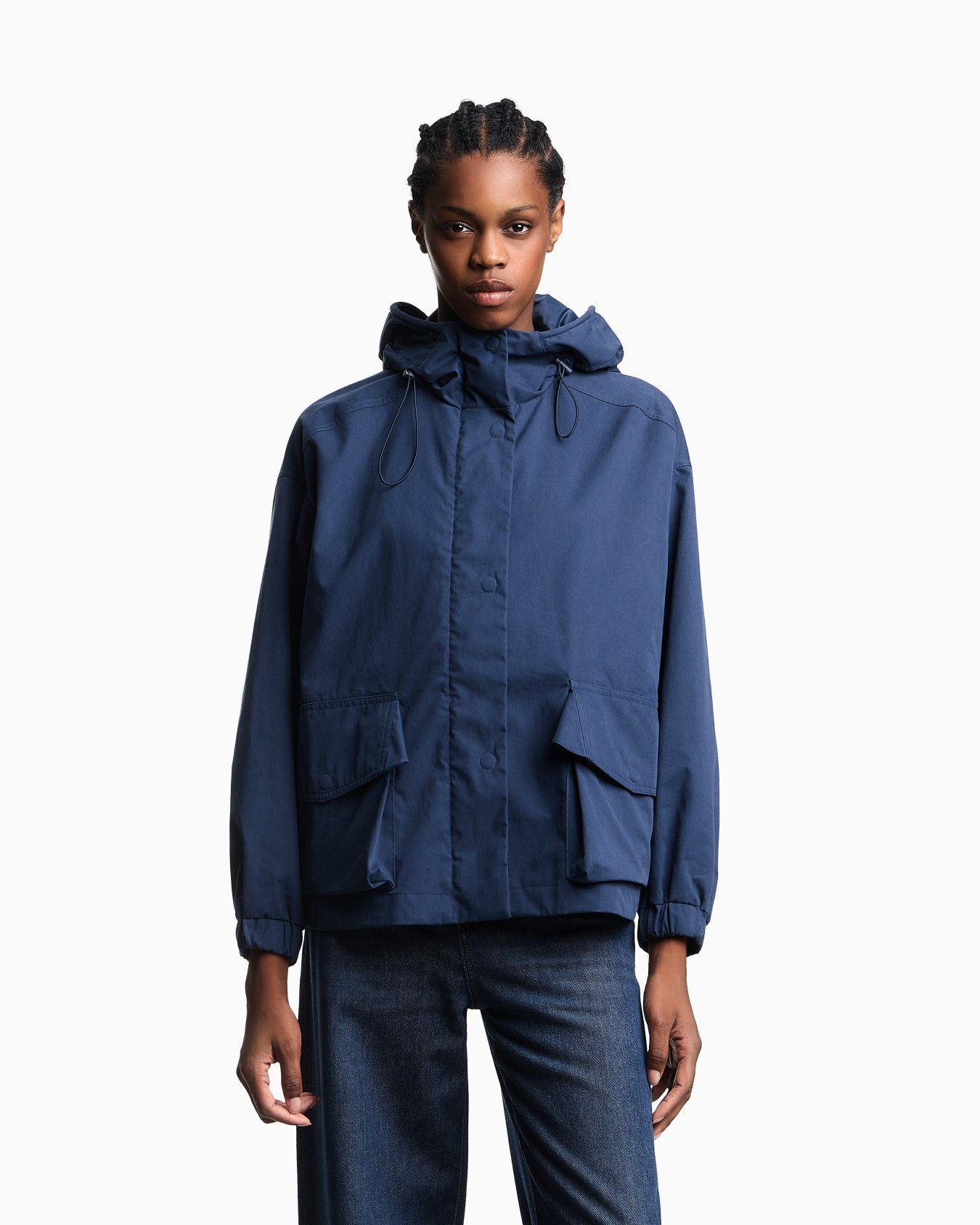 Blouson avec fermeture zippée et capuche en coton technique déperlant Diapositive 3