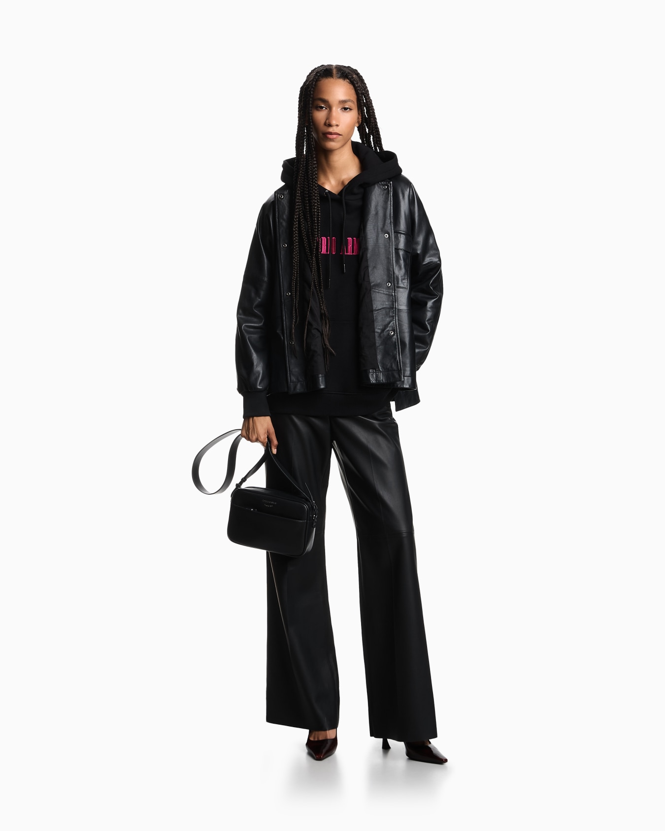 Hooded jersey sweatshirt with logo embroidery Slide 1