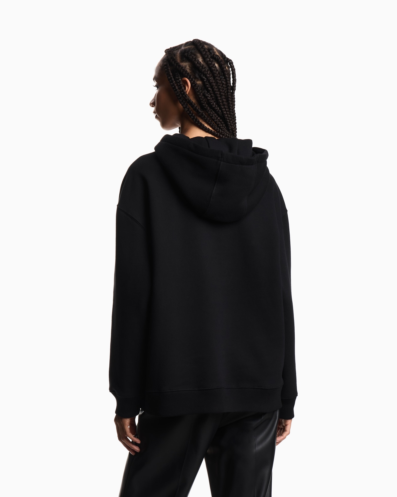 Hooded jersey sweatshirt with logo embroidery Slide 2