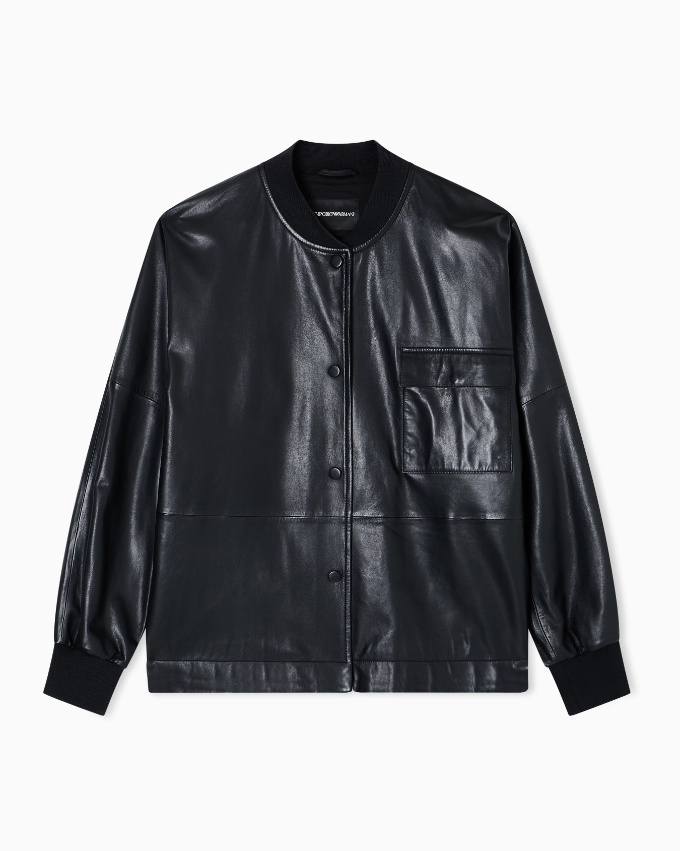 Chaqueta camisera ancha de napa de cordero efecto claroscuro ASV Diapositiva 0