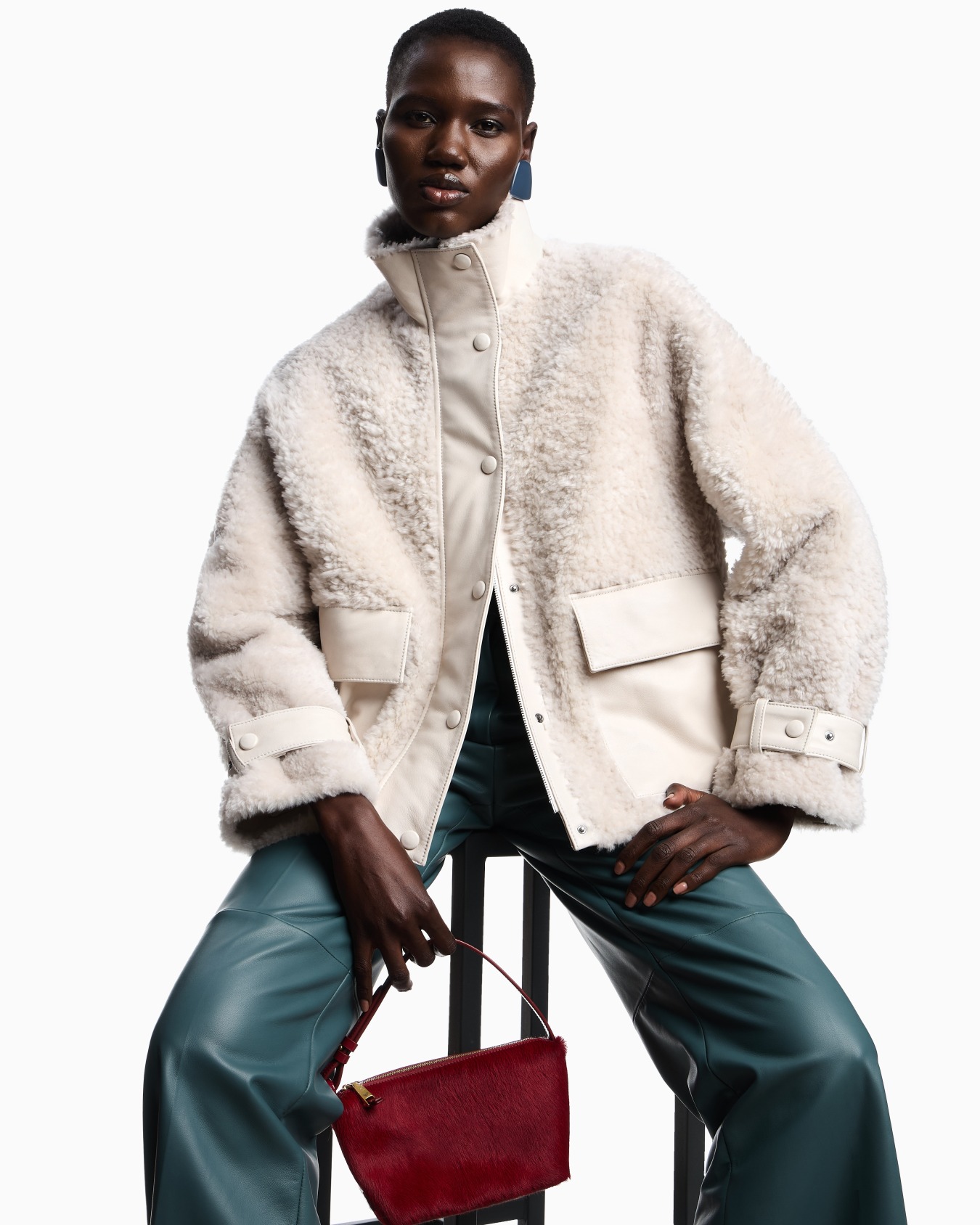 Lamb shearling sheepskin with nappa-leather details Slide 5