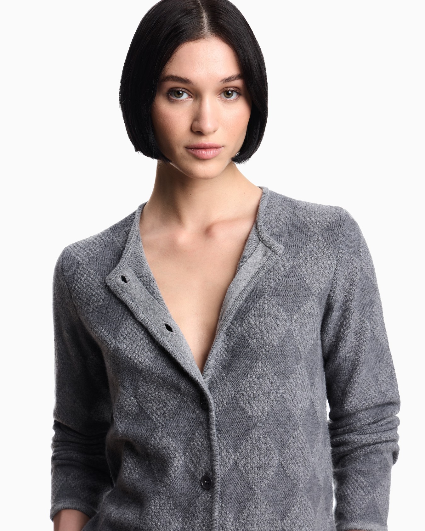 Cardigan in misto lana con motivo rombi vanisé Icon Slide 4