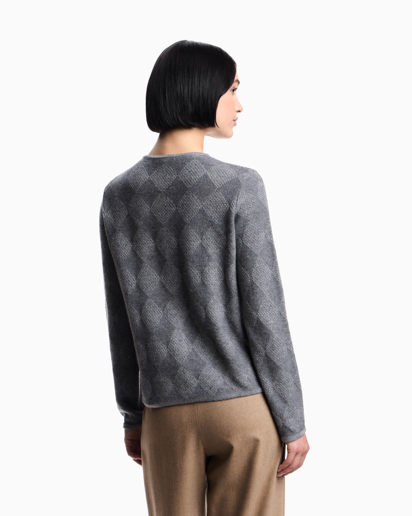 Cardigan in misto lana con motivo rombi vanisé Icon Slide 2