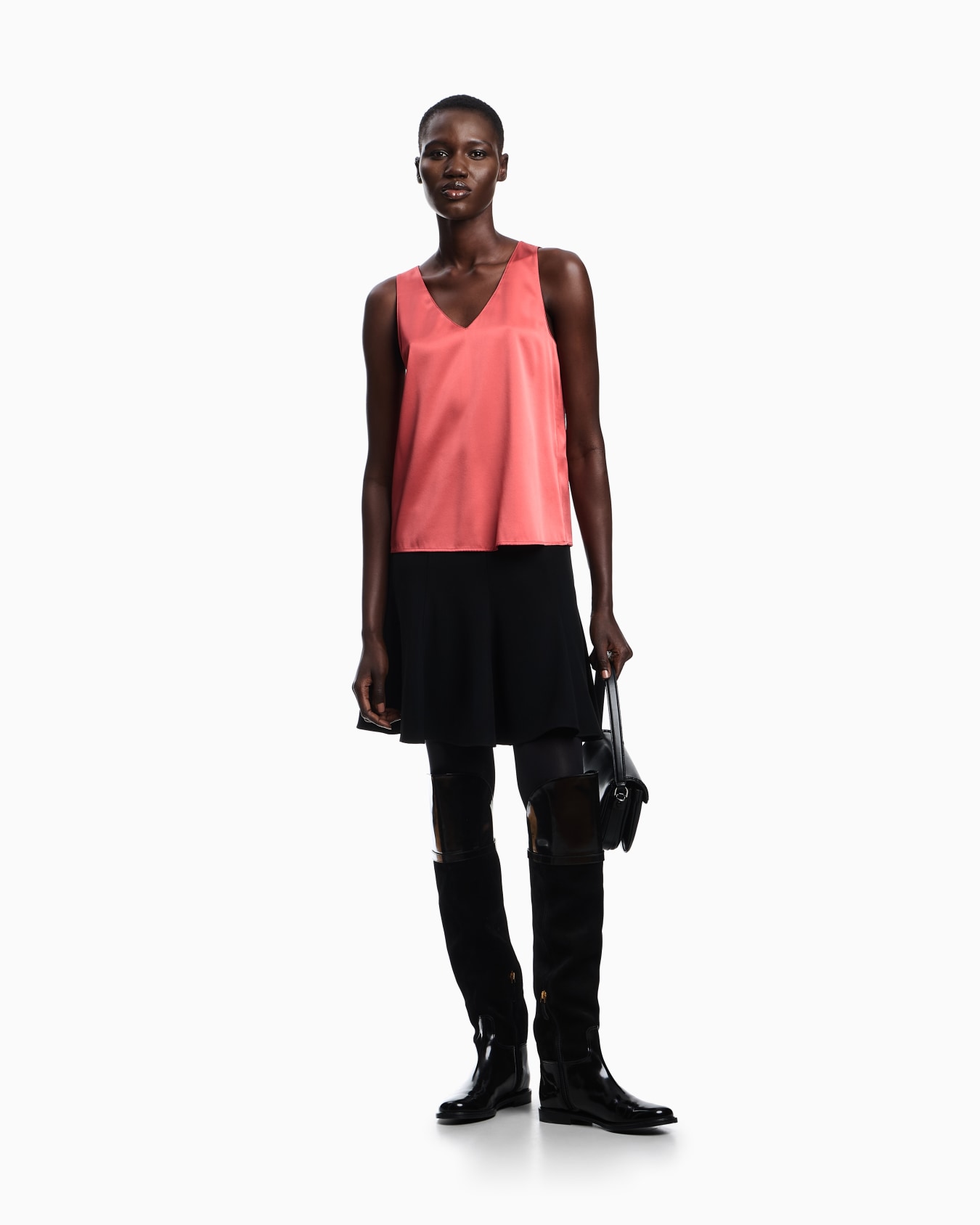 Silk satin V-neck top  Slide 1