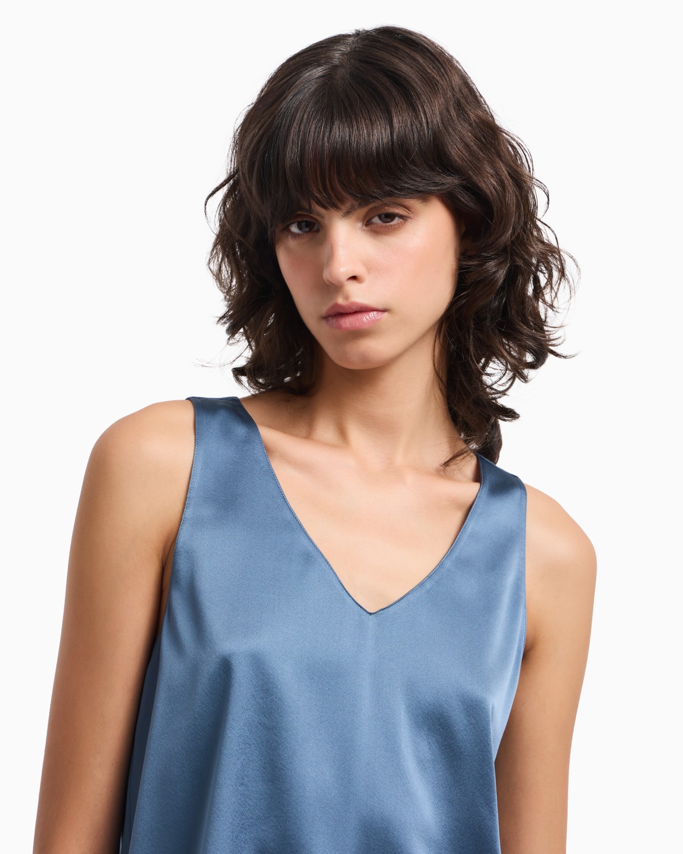 Silk satin V-neck top  Slide 4
