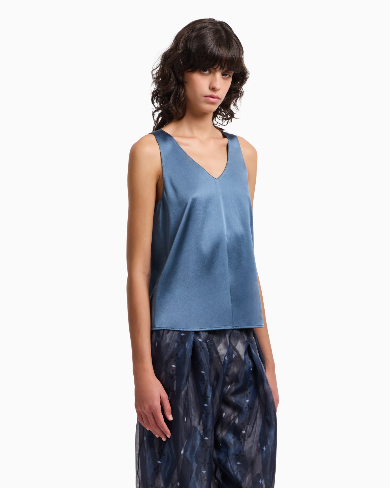 Silk satin V-neck top  Slide 3