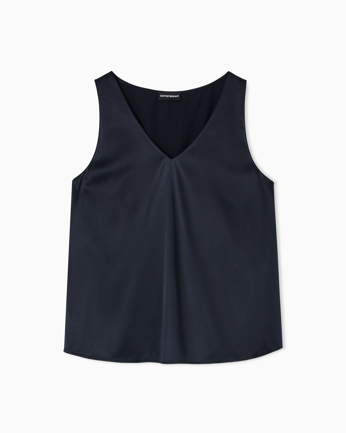 Top avec col en V en satin de soie  Diapositive 0