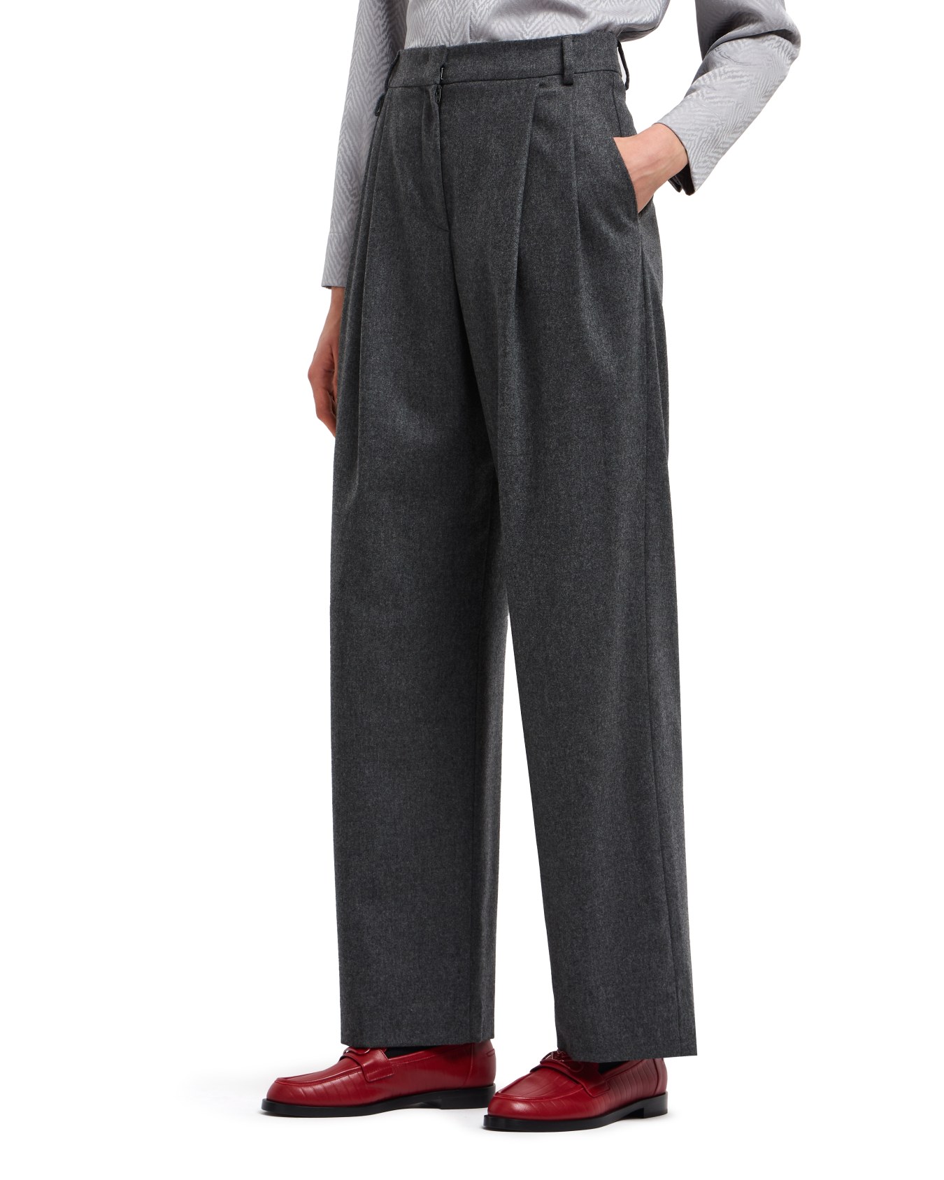 Pantaloni con pinces in flanella di lana Icon Slide 3