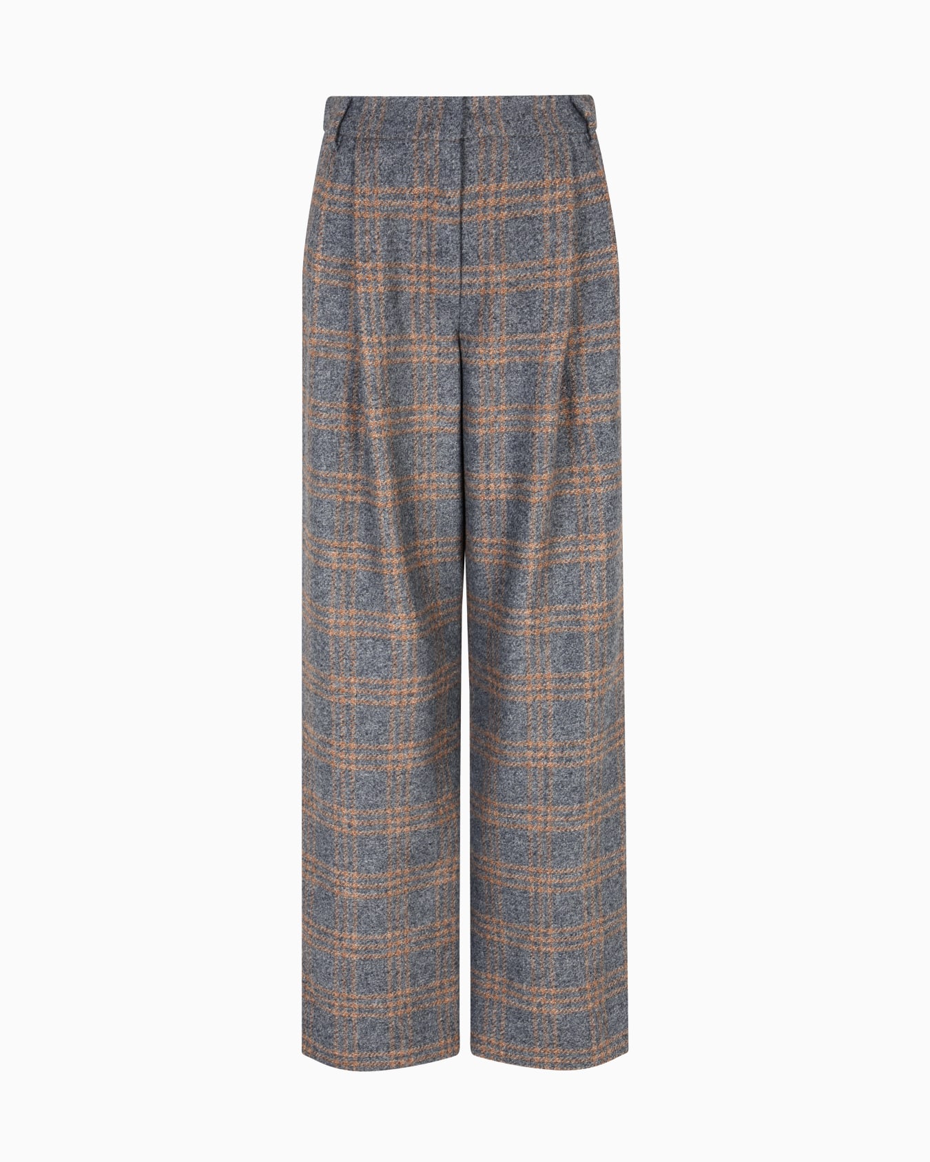 Pantaloni con pinces in misto lana vergine motivo check Icon Slide 0