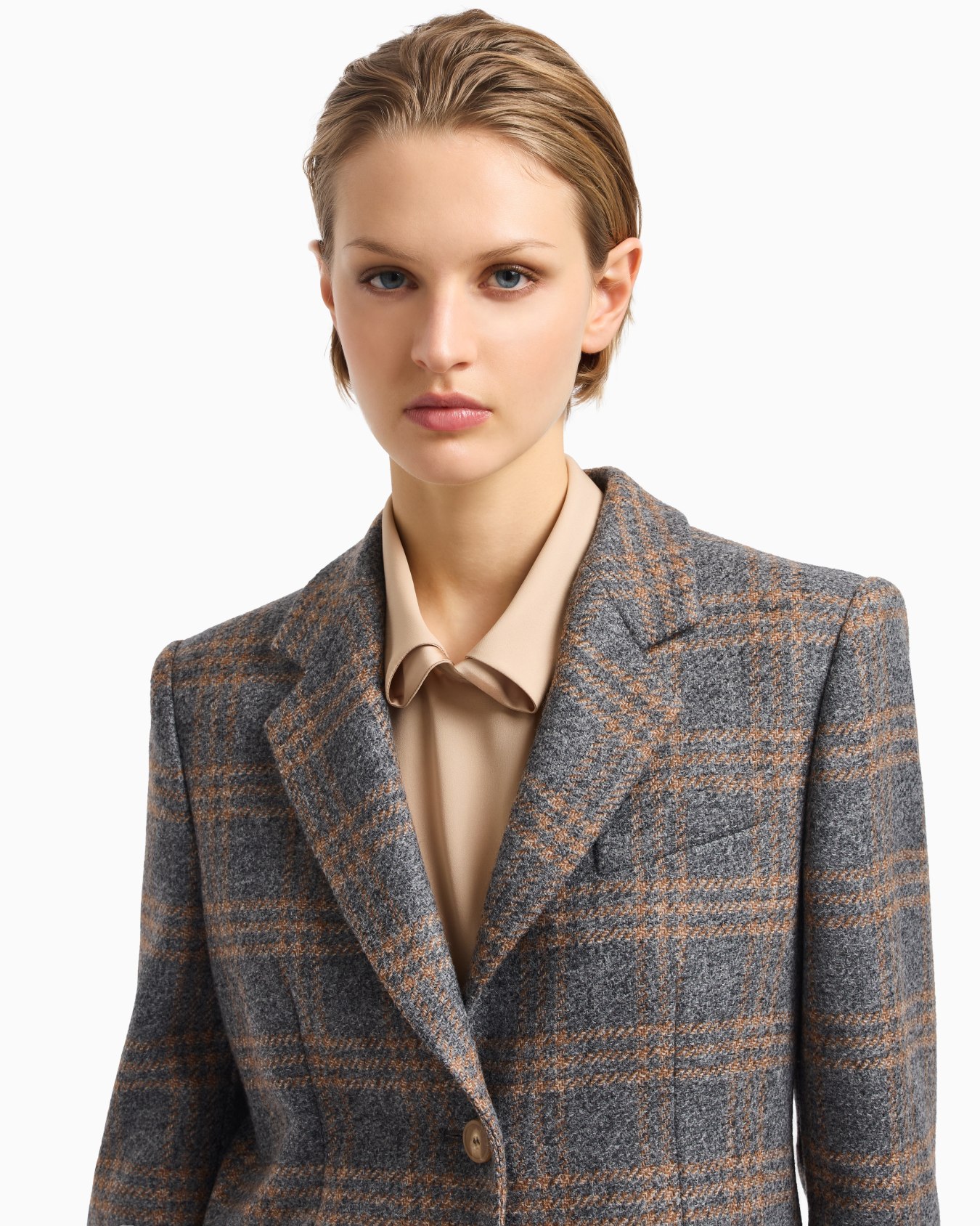 Blazer de abotonadura sencilla de mezcla de lana virgen con motivo a cuadros Icon Diapositiva 5