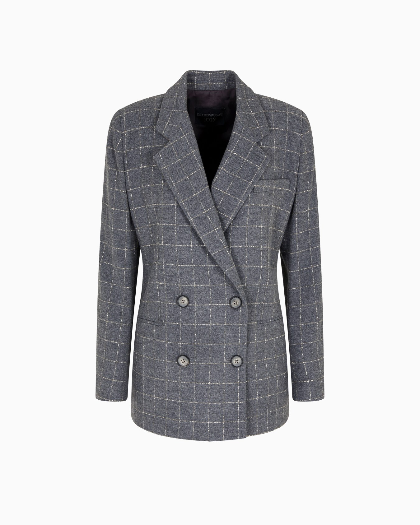 Icon flannel double-breasted blazer with a check motif Slide 0
