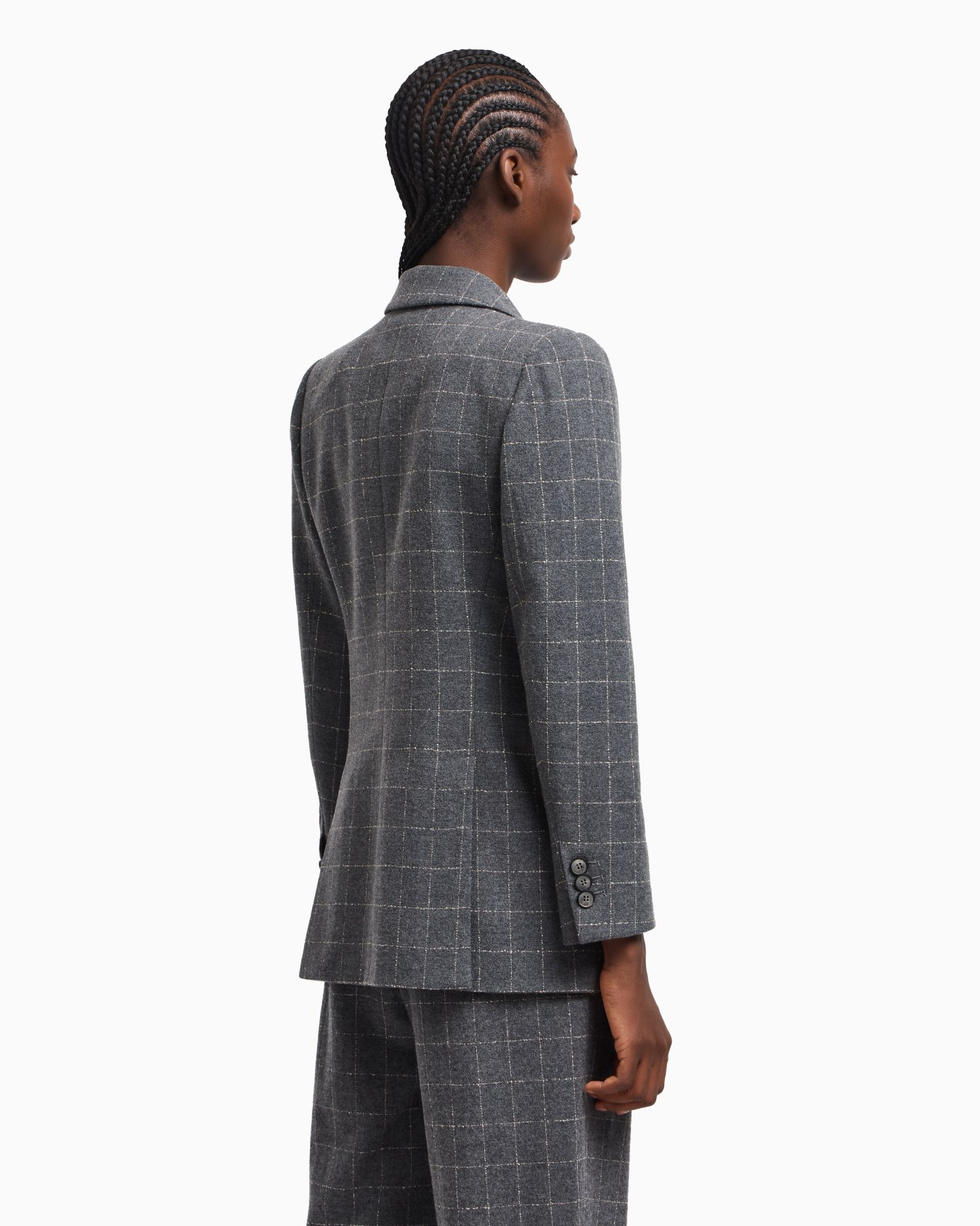 Icon flannel double-breasted blazer with a check motif Slide 2