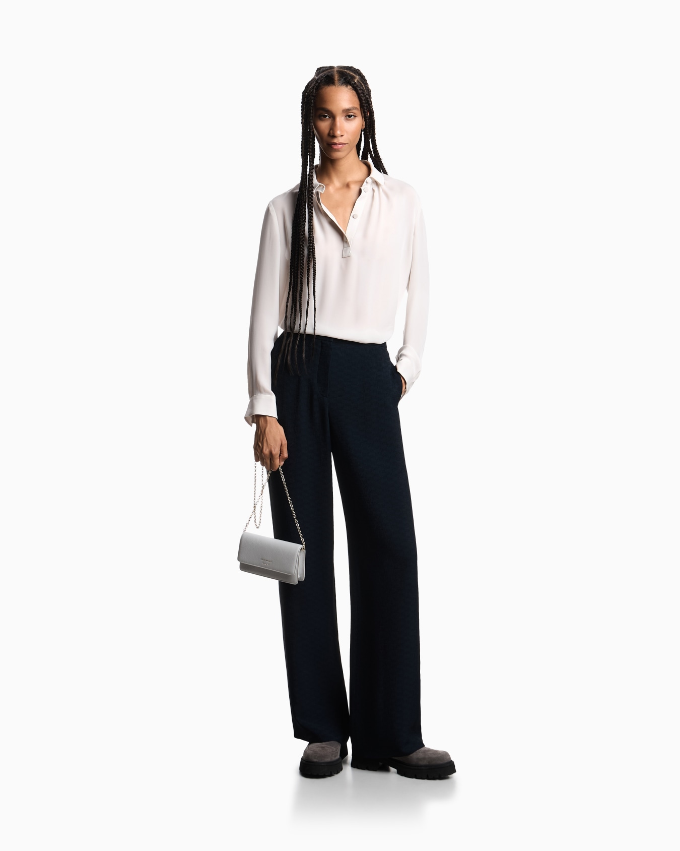 Icon trousers in fluid armure fabric Slide 1