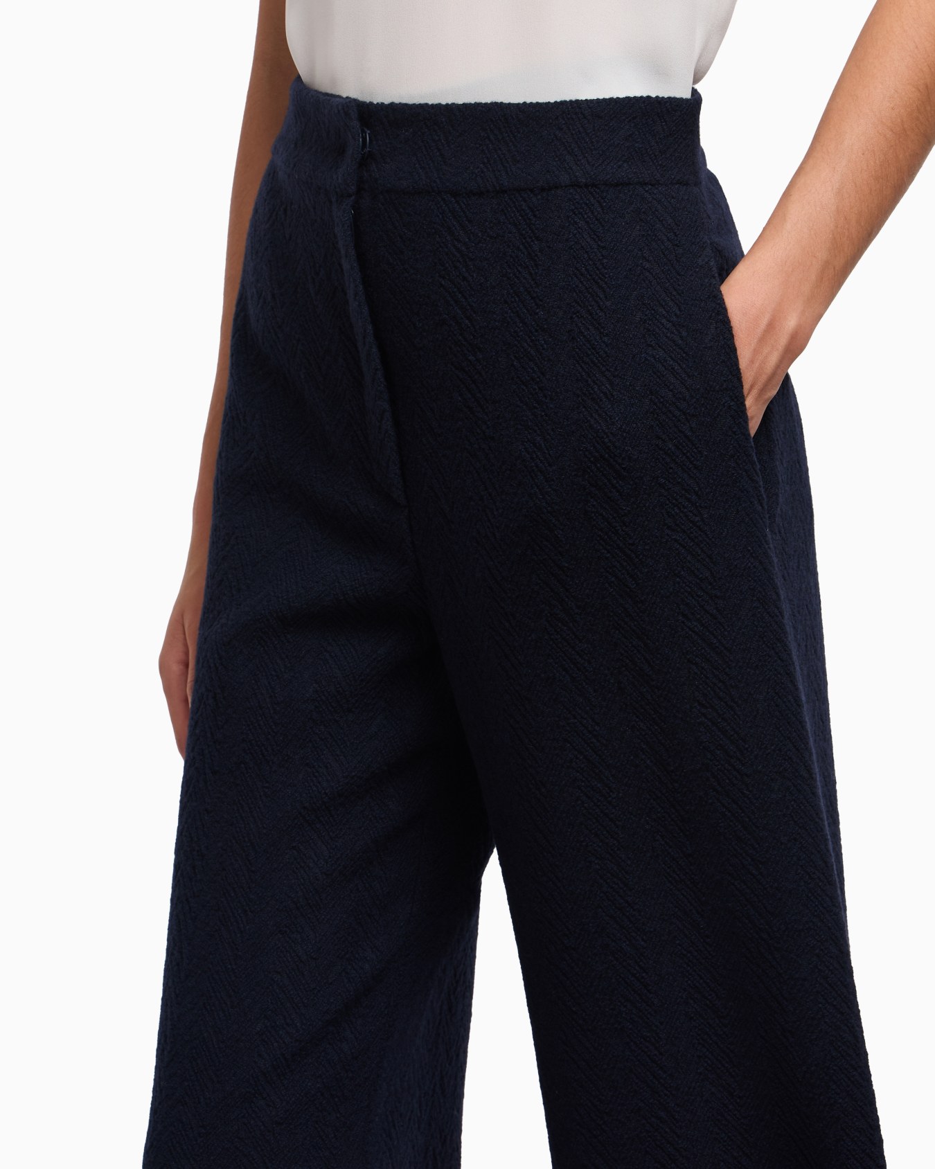 Pantalones anchos con motivo chevrón en tejido jacquard Icon Diapositiva 4