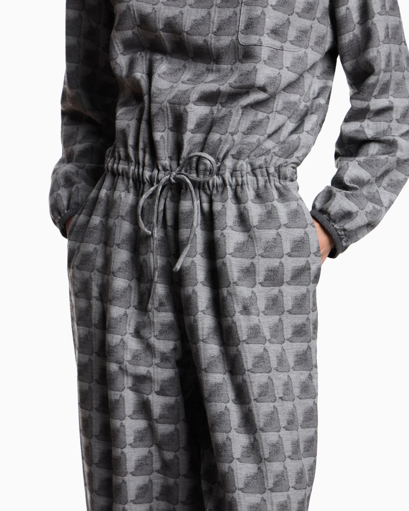 Combinaison avec cordon de serrage en mélange de cupro jacquard à motif géométrique Icon Diapositive 3