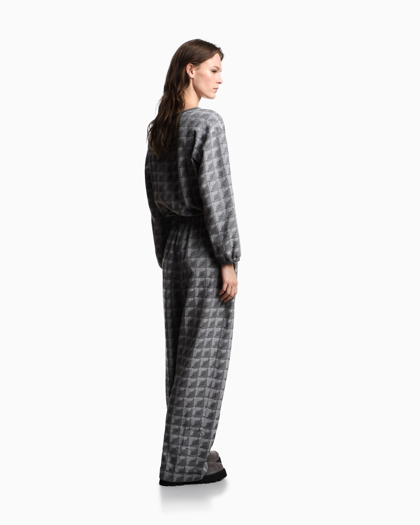 Combinaison avec cordon de serrage en mélange de cupro jacquard à motif géométrique Icon Diapositive 2
