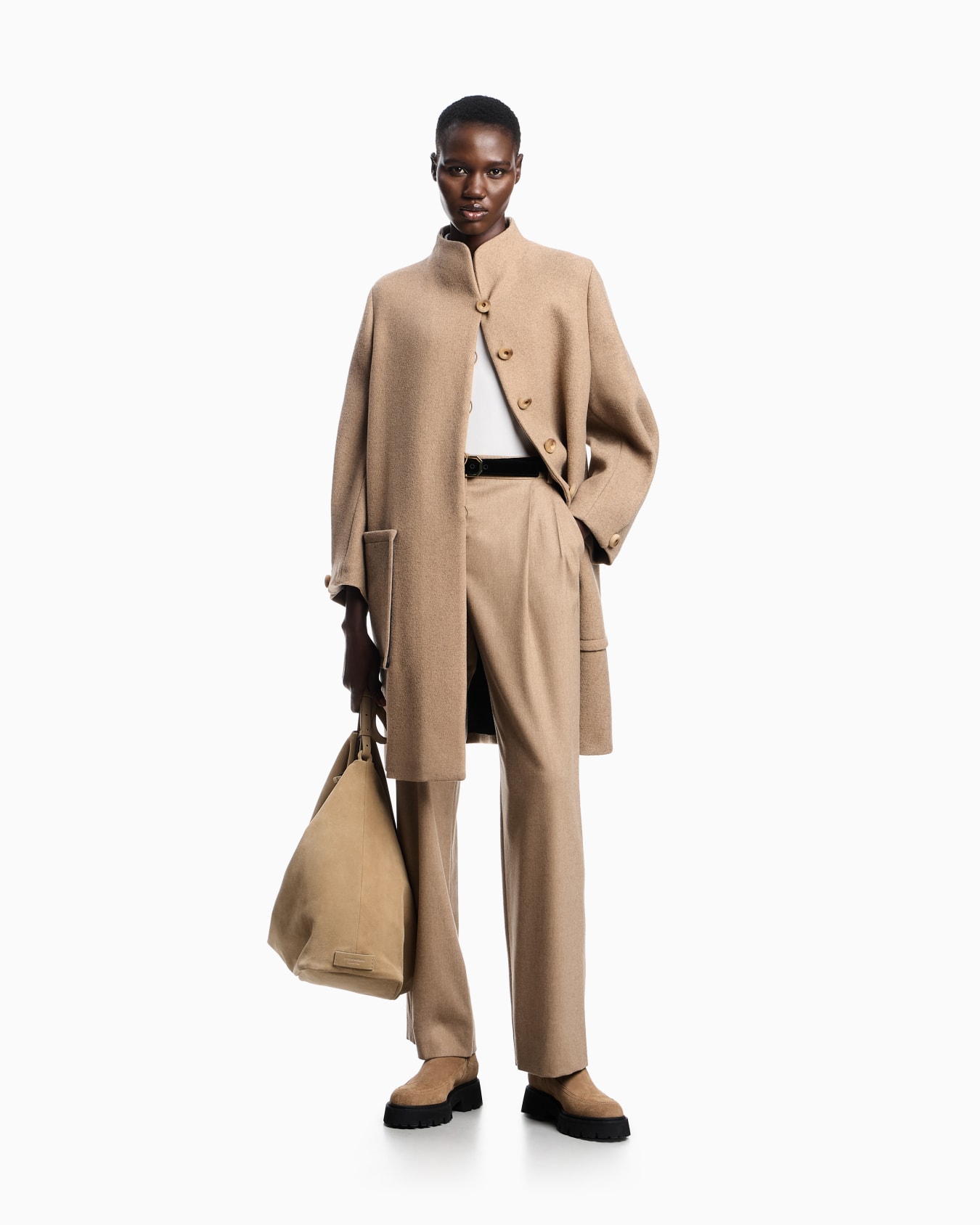 Manteau à simple boutonnage en mélange de laine Icon Diapositive 1