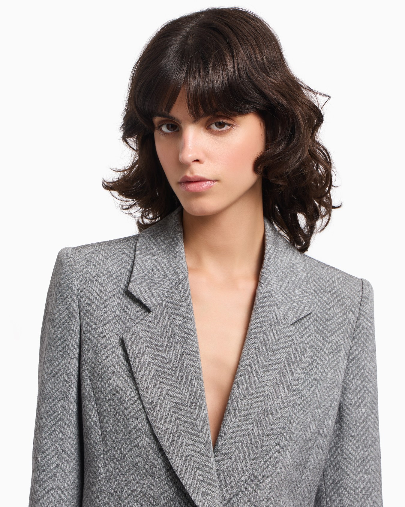 Blazer de abotonadura sencilla confeccionado en mezcla de viscosa con motivo chevrón Icon Diapositiva 4